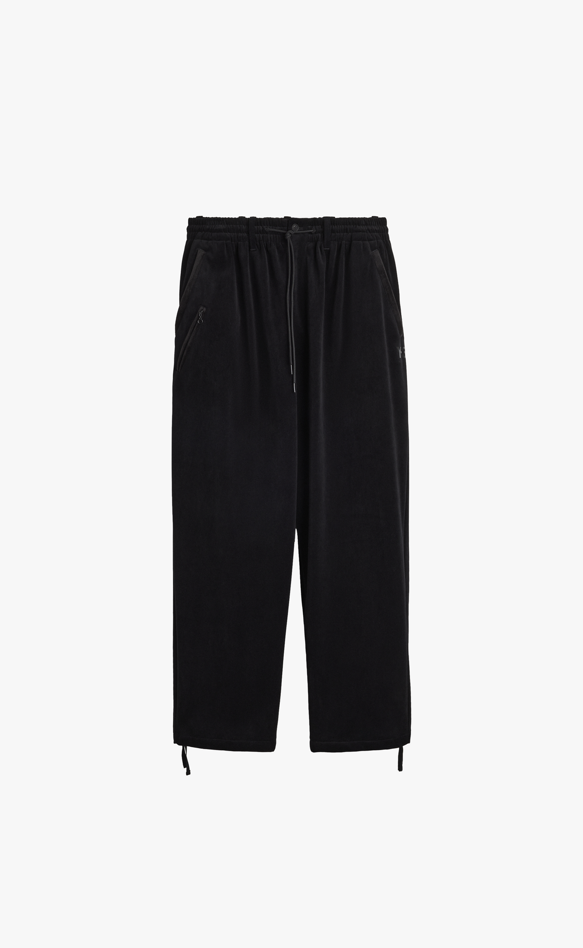 VELVET CORDUROY TAPERED BLACK PANTS