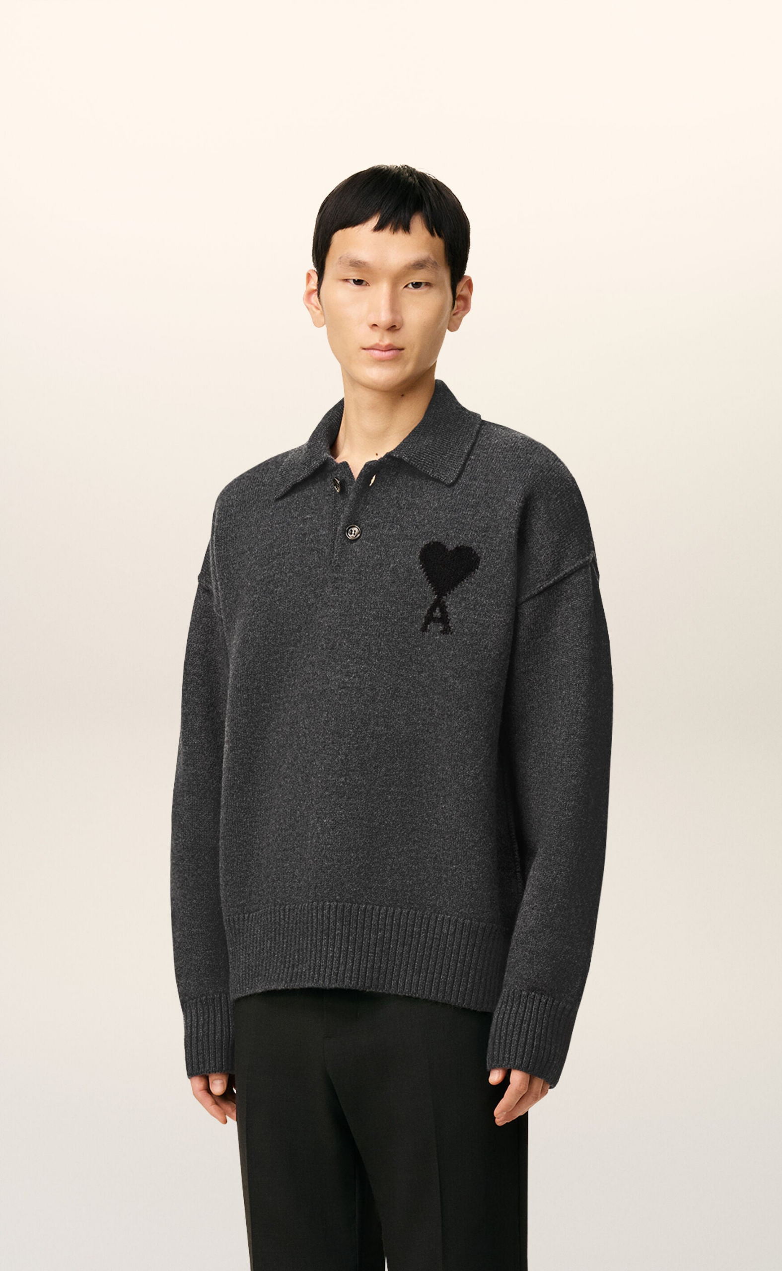 ADC FELTED POLO HEATHER GREY SWEATER