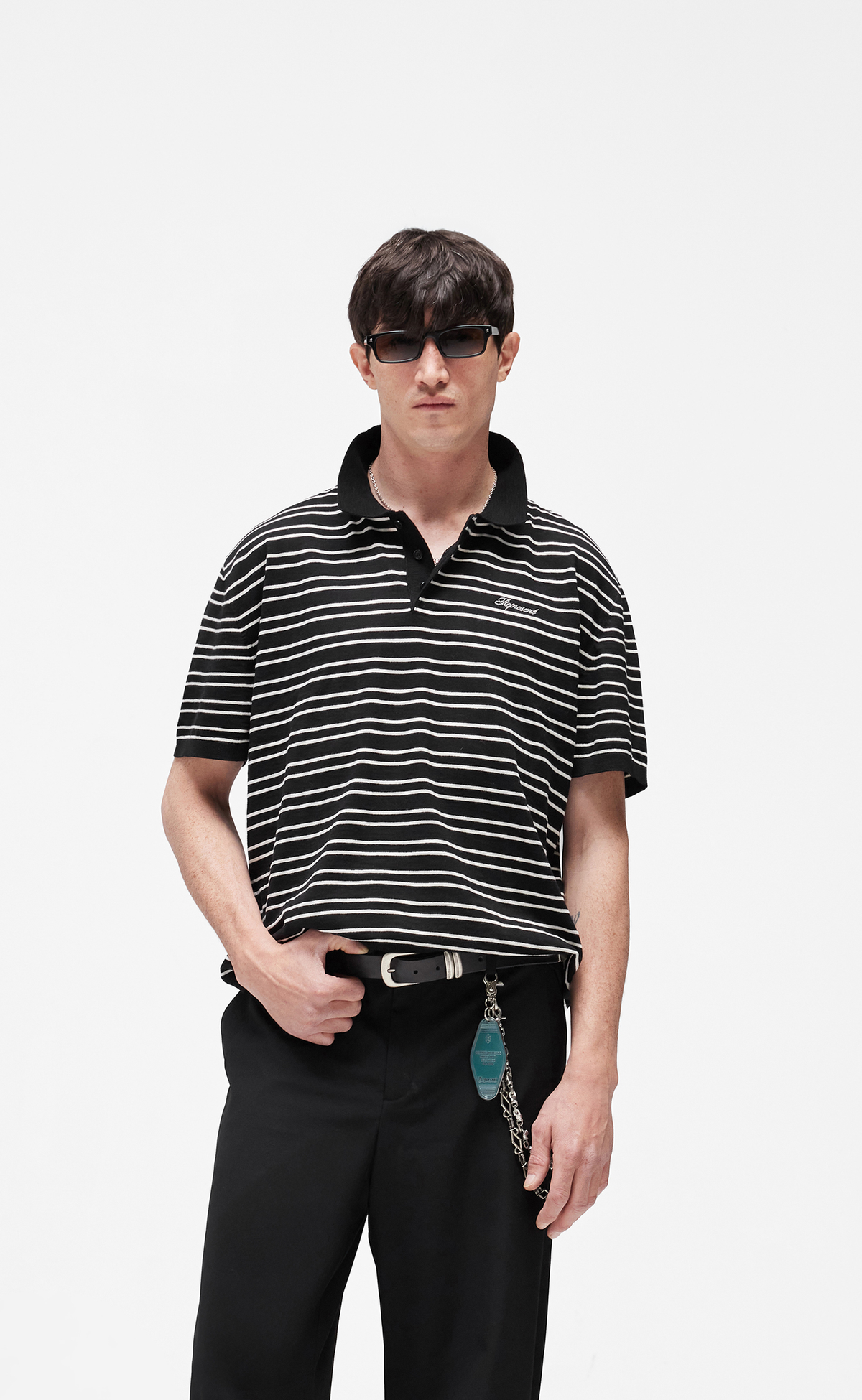 CALIFORNIA STRIPED POLO JET BLACK T-SHIRT