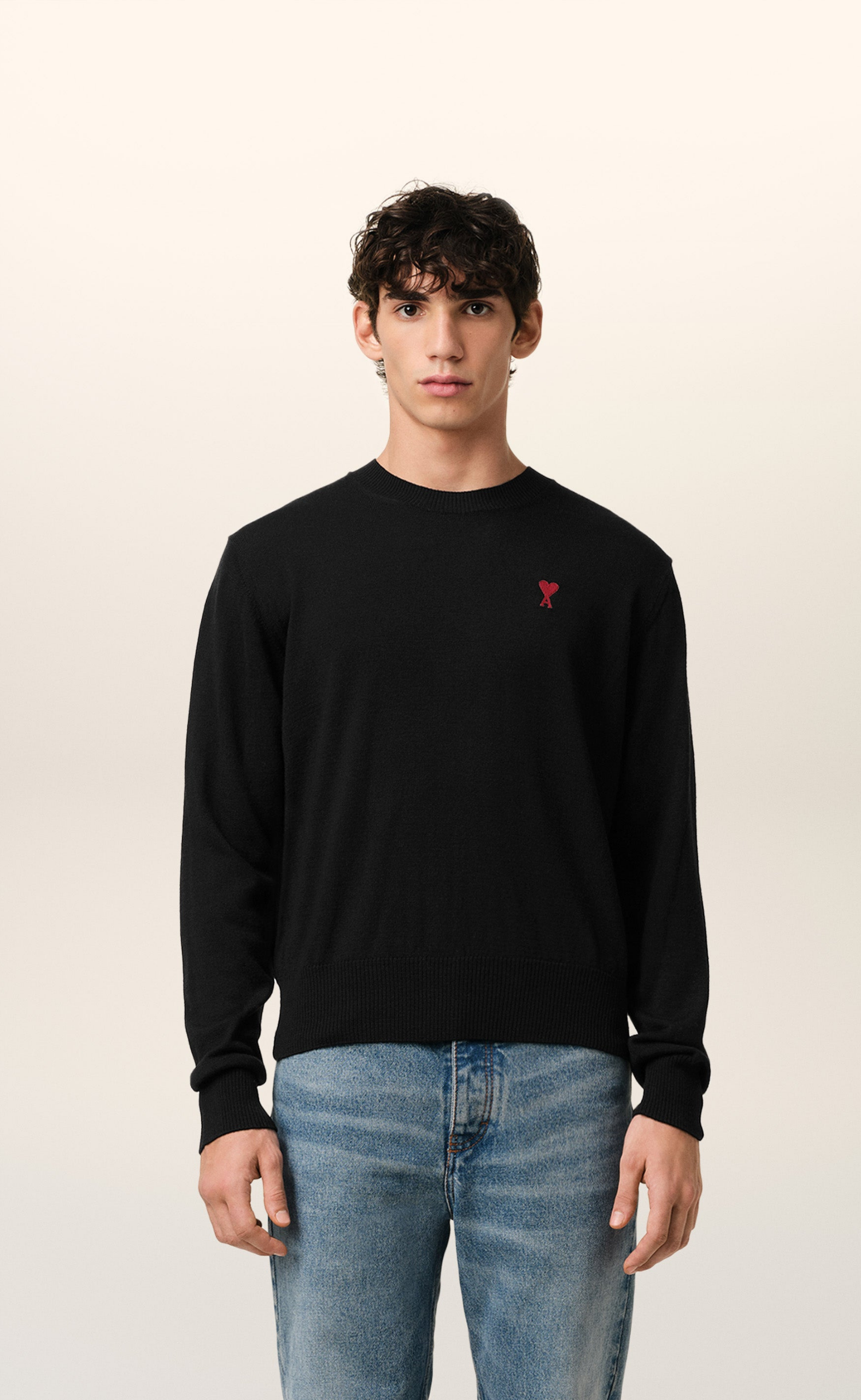 CONTRASTED AMI DE COEUR BLACK SWEATER