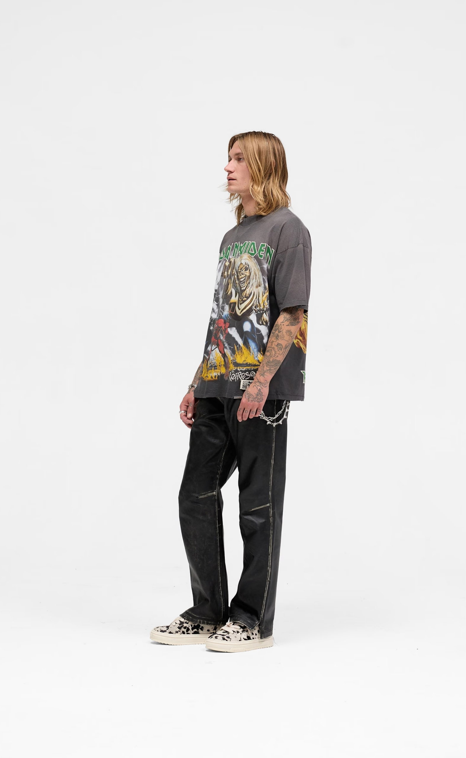 IRON MAIDEN X NUMBER OF BEAST SUNFADE GREY T-SHIRT