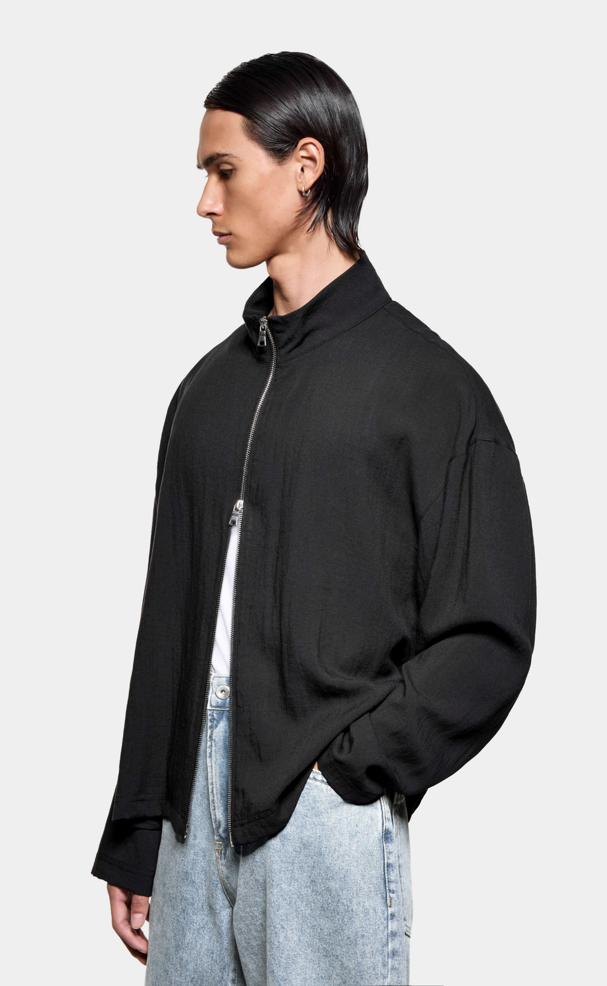 DRAPE SLUB TRACK BLACK JACKET