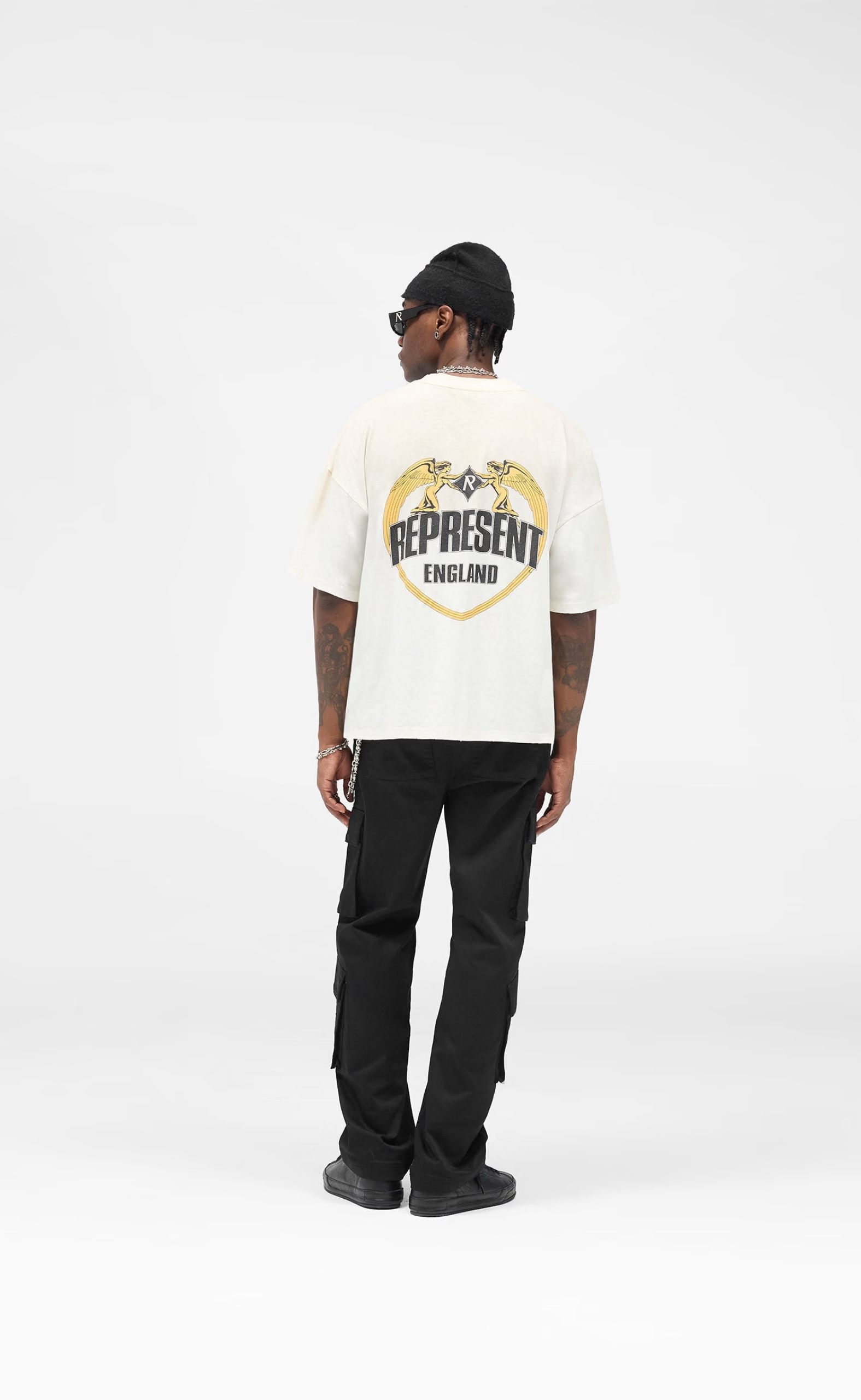 REPRESENT ANGEL BORDER WASHED ECRU T-SHIRT