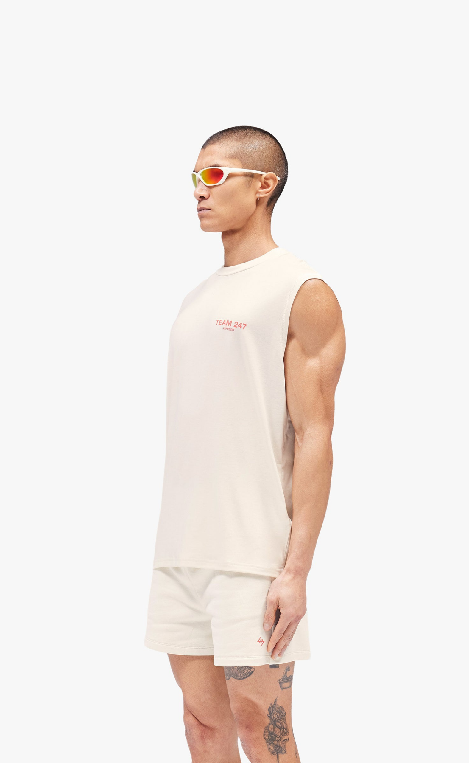 TEAM 247 OVERSIZED CREAM TANK TOP