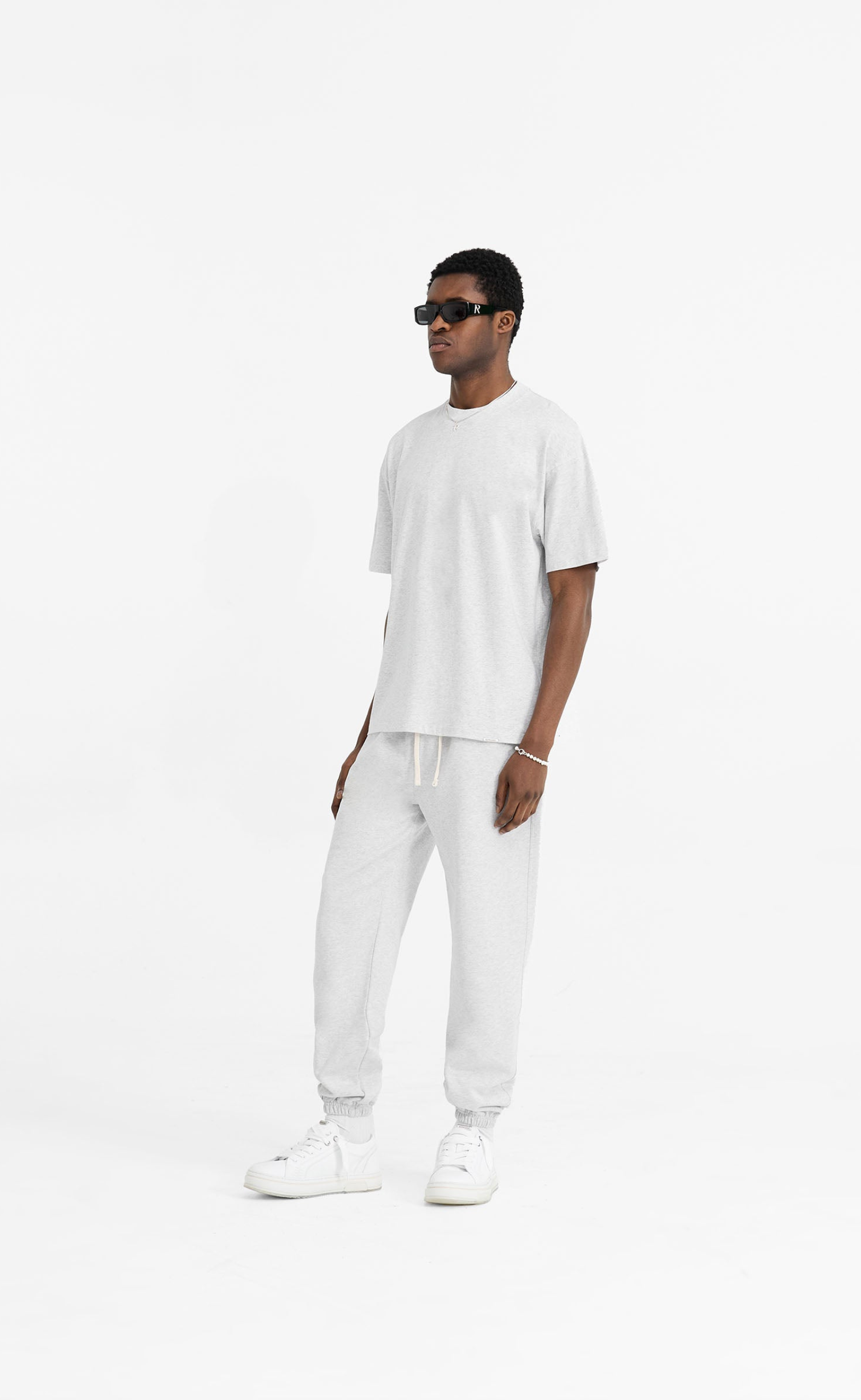 INTIAL OVERSIZED ICE GREY MARL T-SHIRT