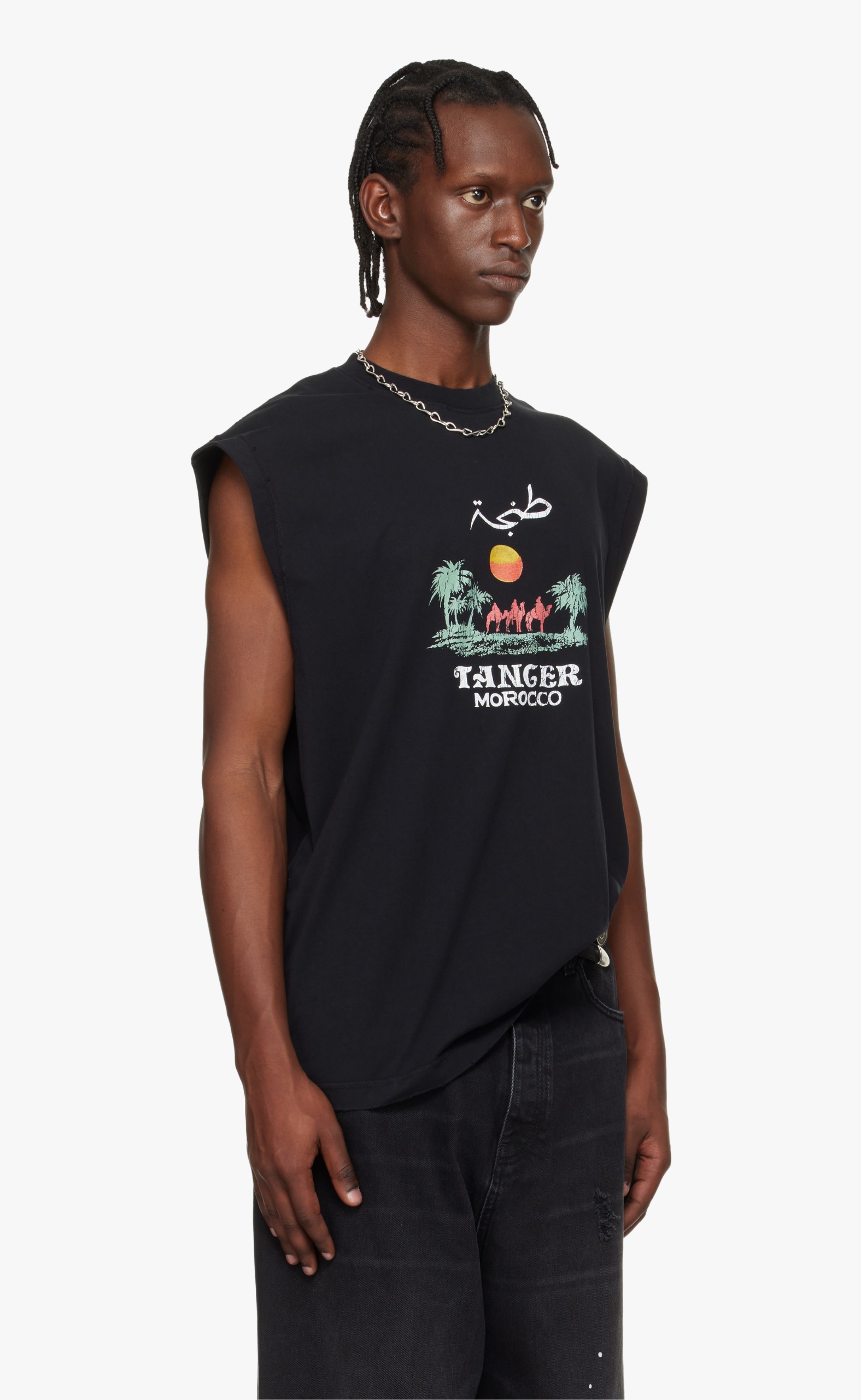 MOROCCO SLEEVELESS BLACK T-SHIRT