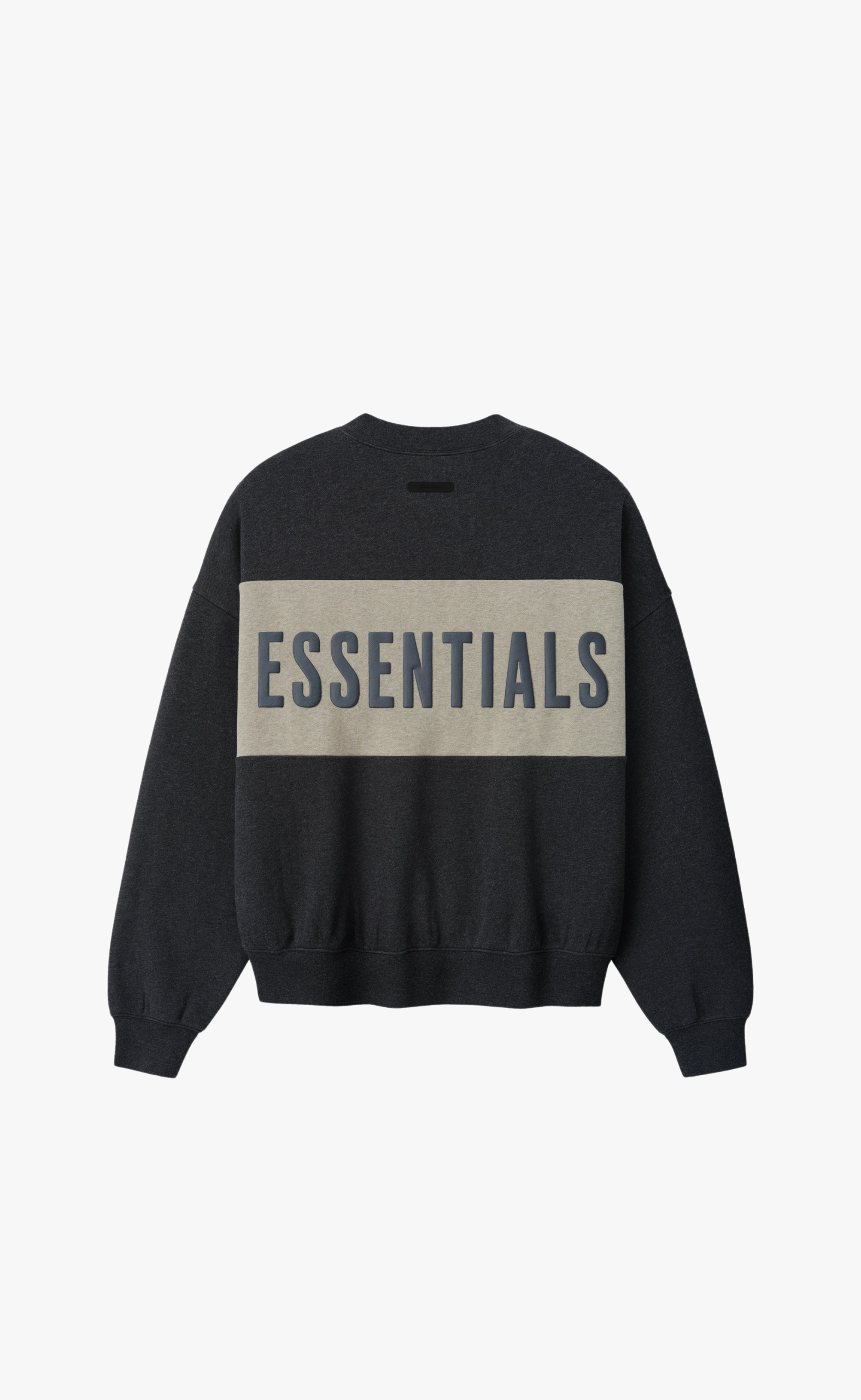 CROPPED RELAXED PANELLED IRON GREY HEATHER CREWNECK