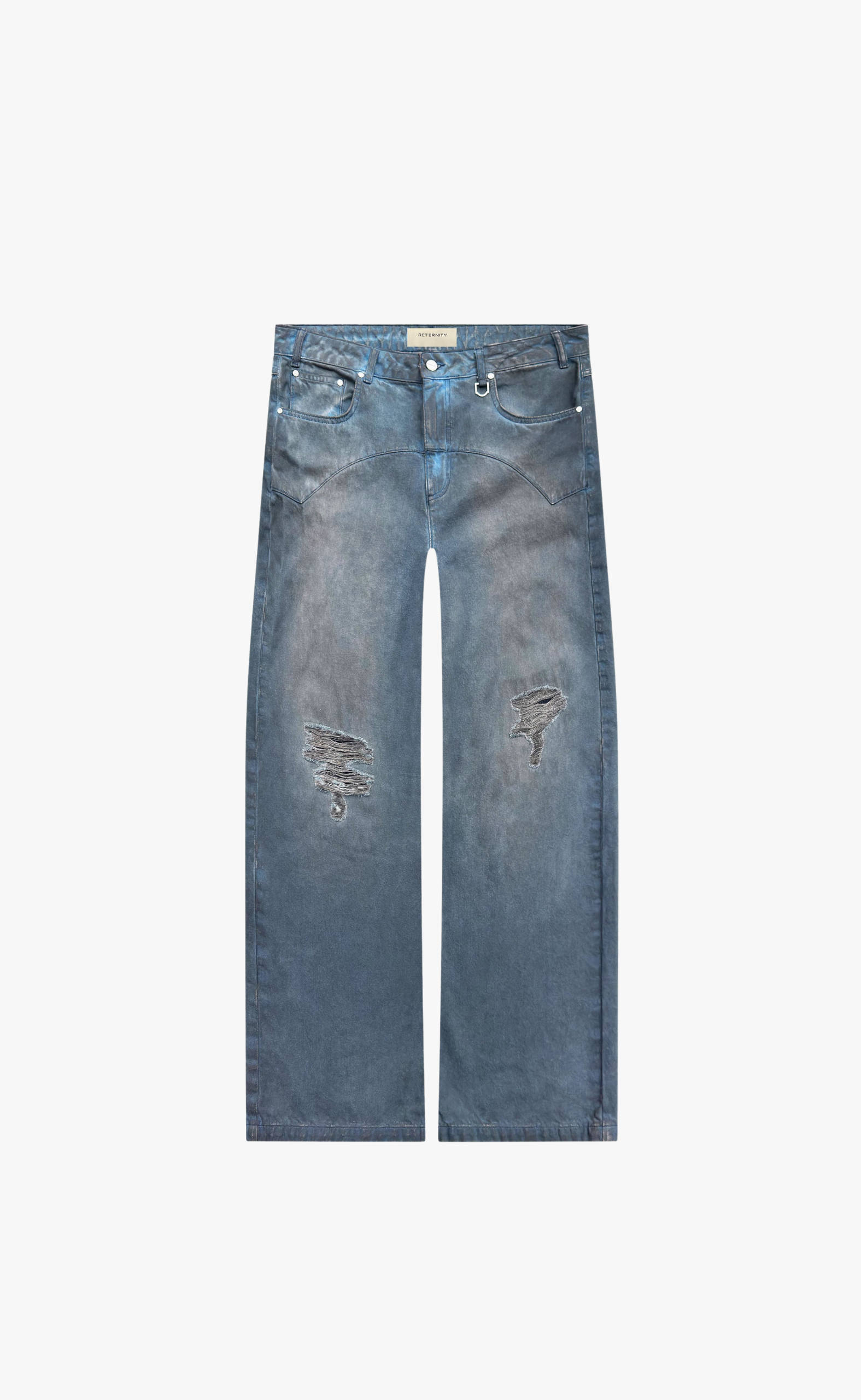 LE SCULPTE WAXED DENIM BLUE PANTS