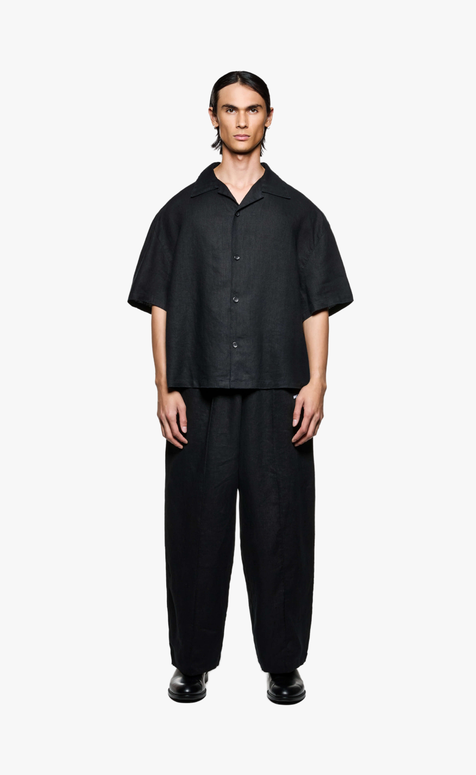 RIBBED CURPO VACATION SUEDED BLACK SHIRT