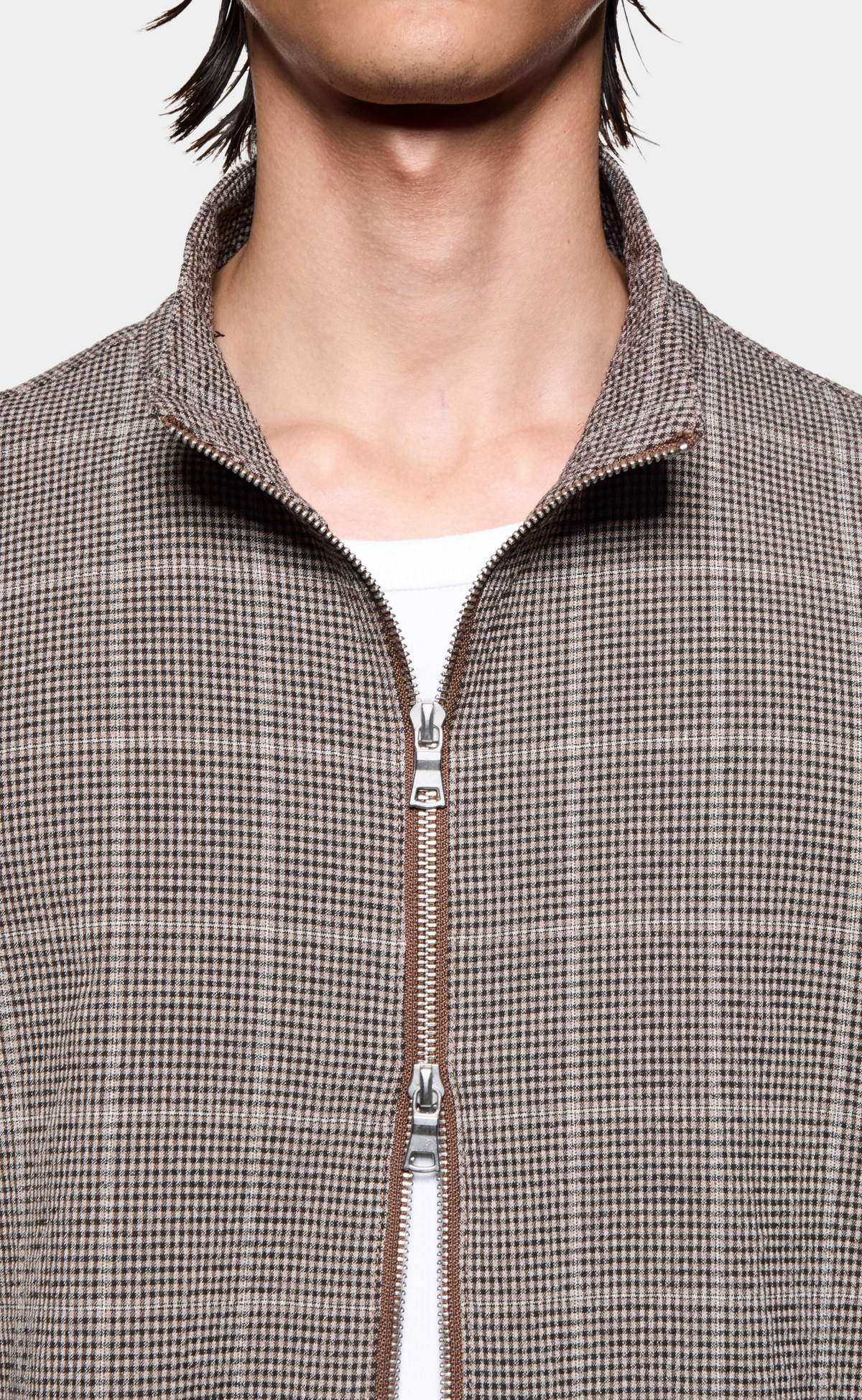 SEERSUCKER CHECK TRACK BROWN JACKET
