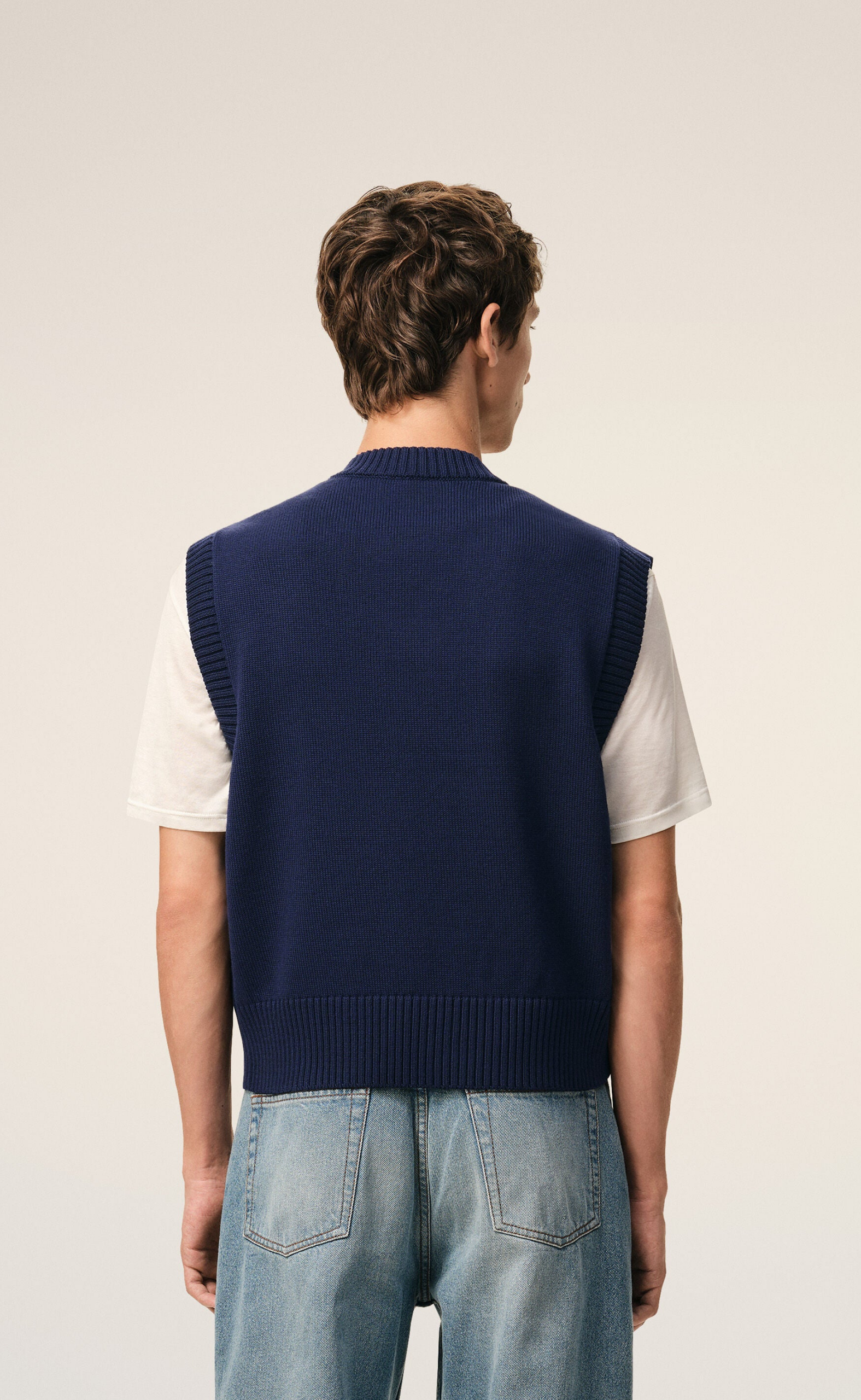 WOOL COTTON SLEEVLESS AMI DE COEUR INK VEST