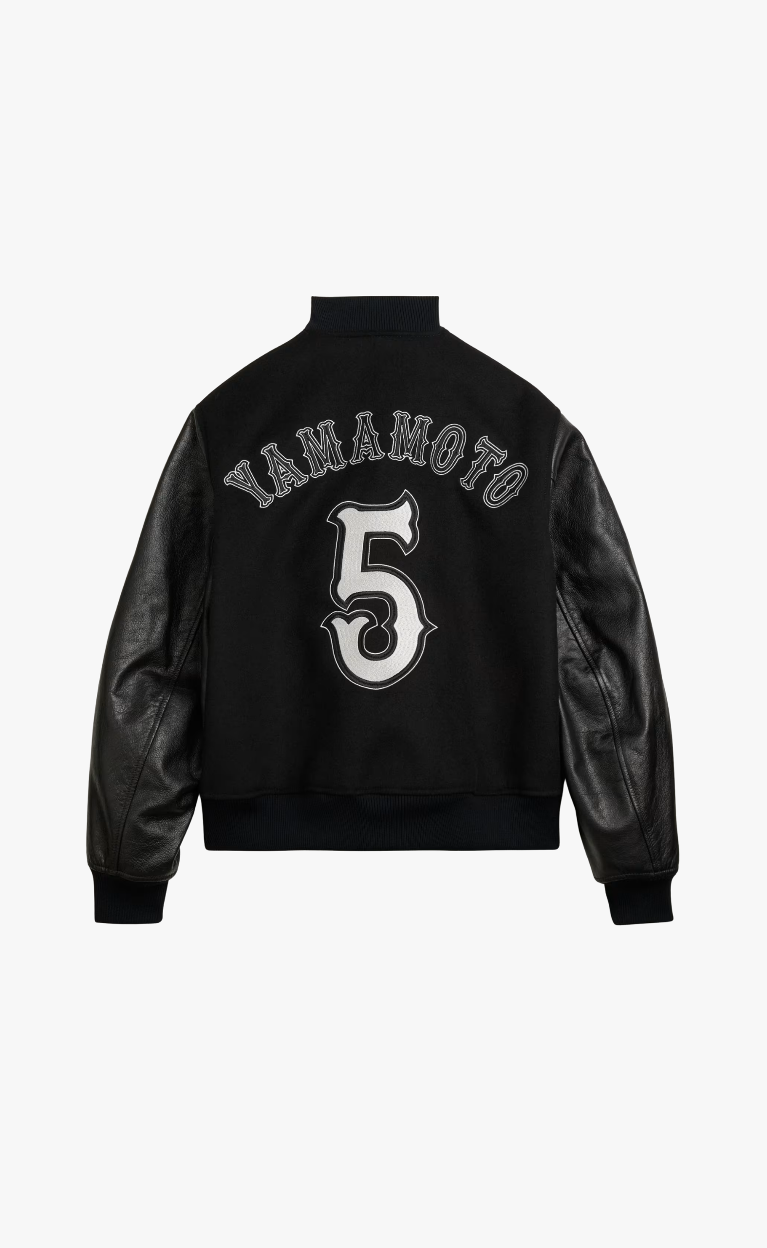 Y-3 COLLEGIATE LEATHER BLACK JACKET