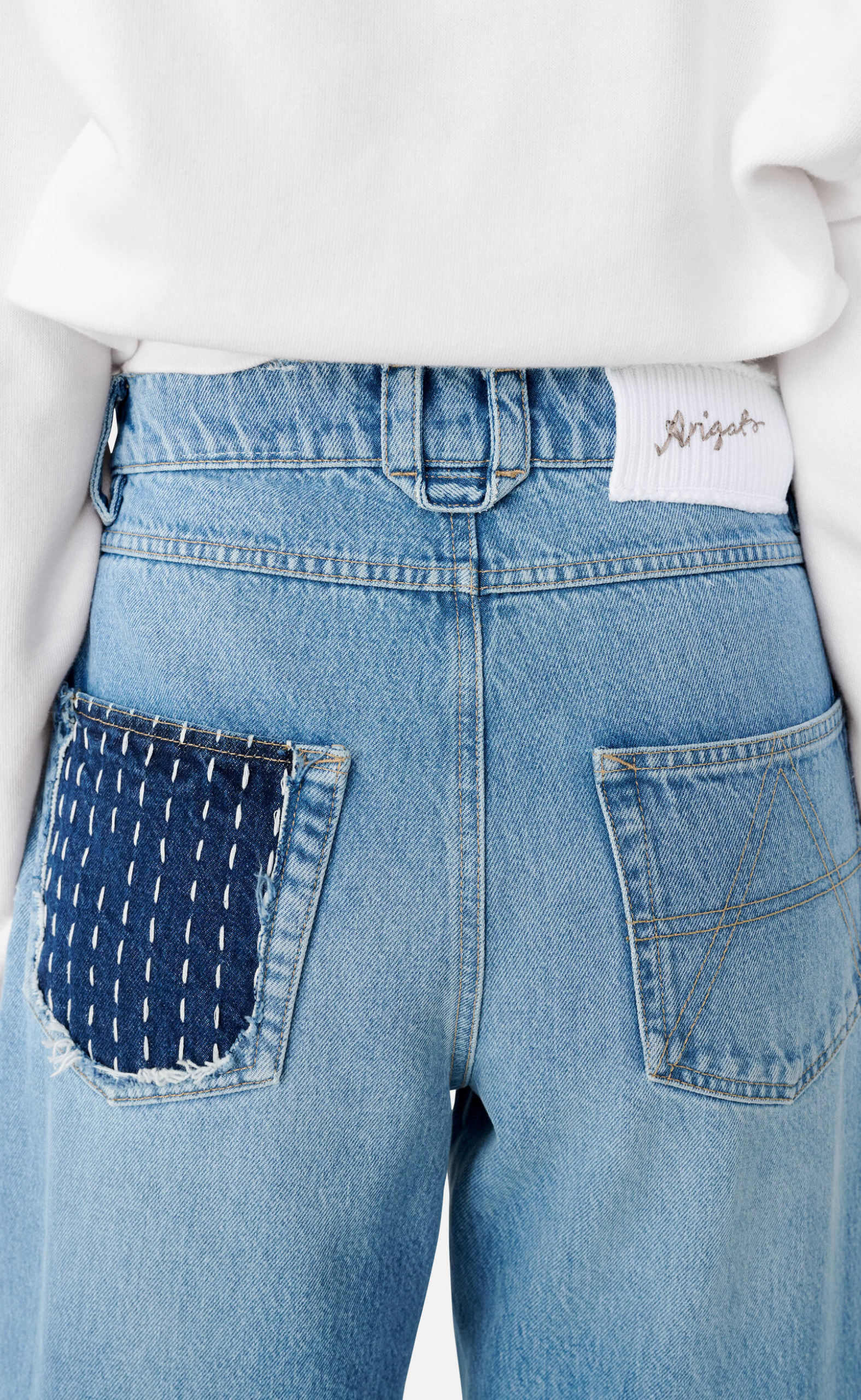 PATCHWORK RELAXED LIGHT BLUE JEANS