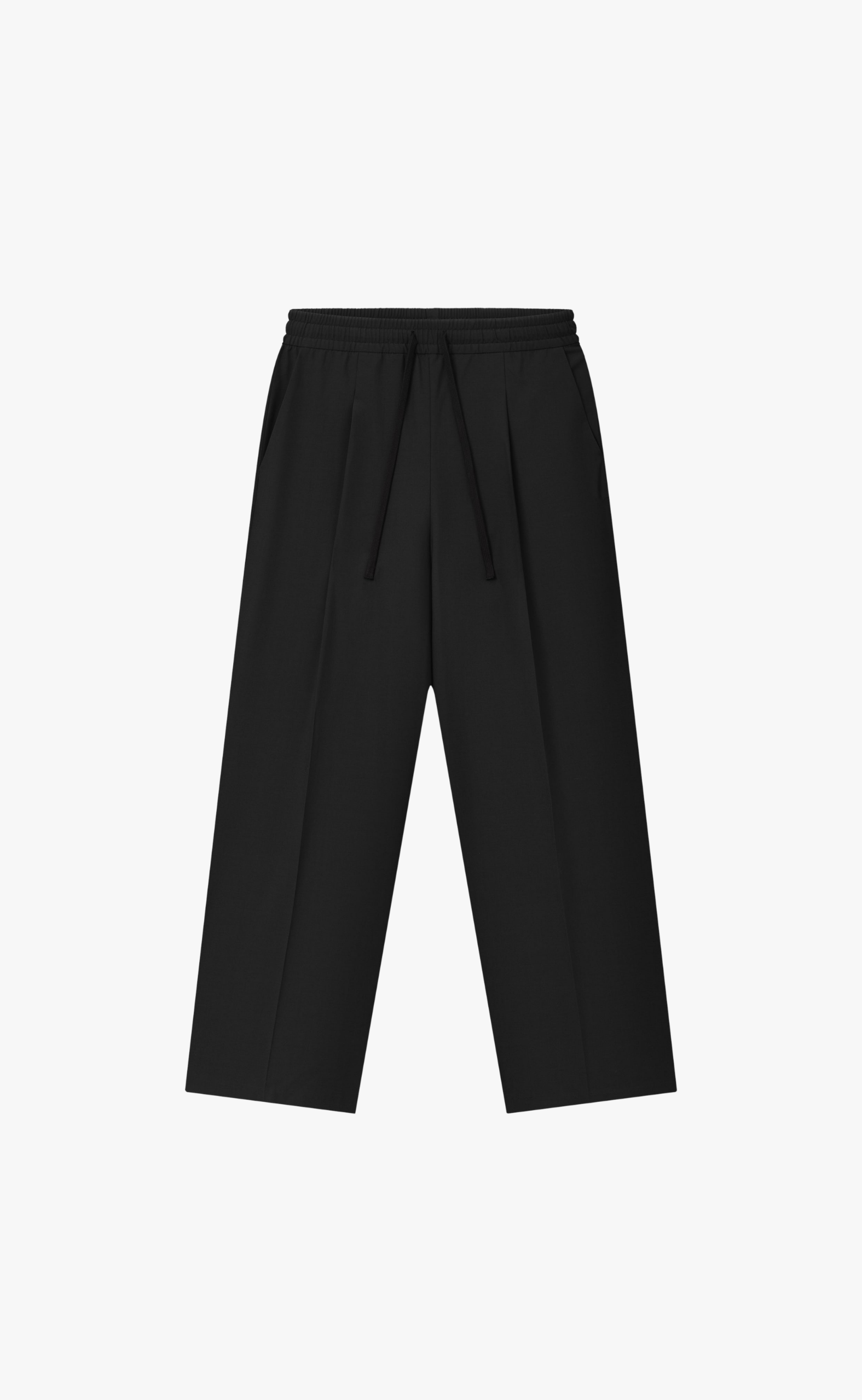 PLEAT FRONT DRAWSTRING VINTAGE BLACK PANTS