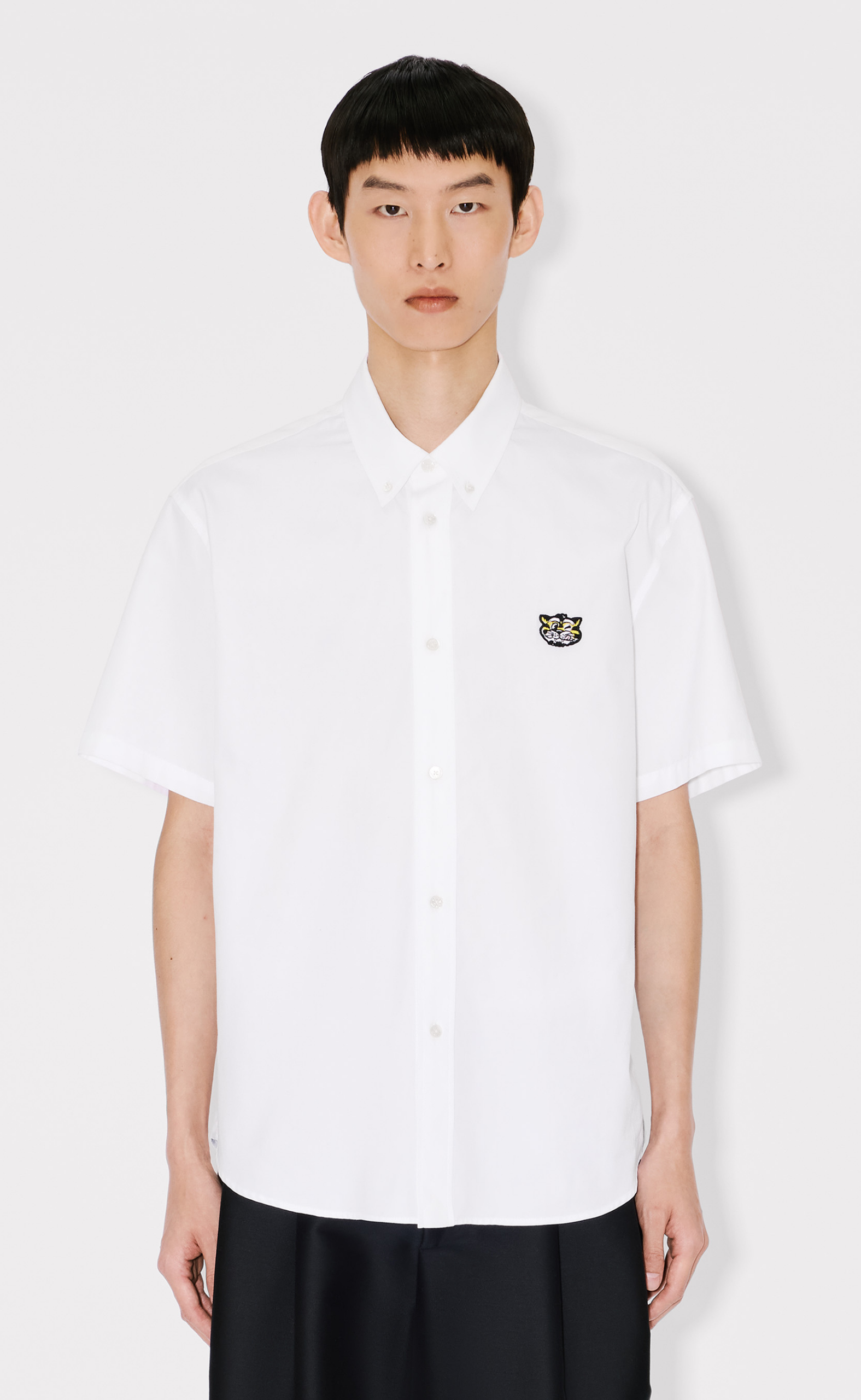 KENZO WILD TIGER CREST SHORT SLEEVE WHITE SHIRT