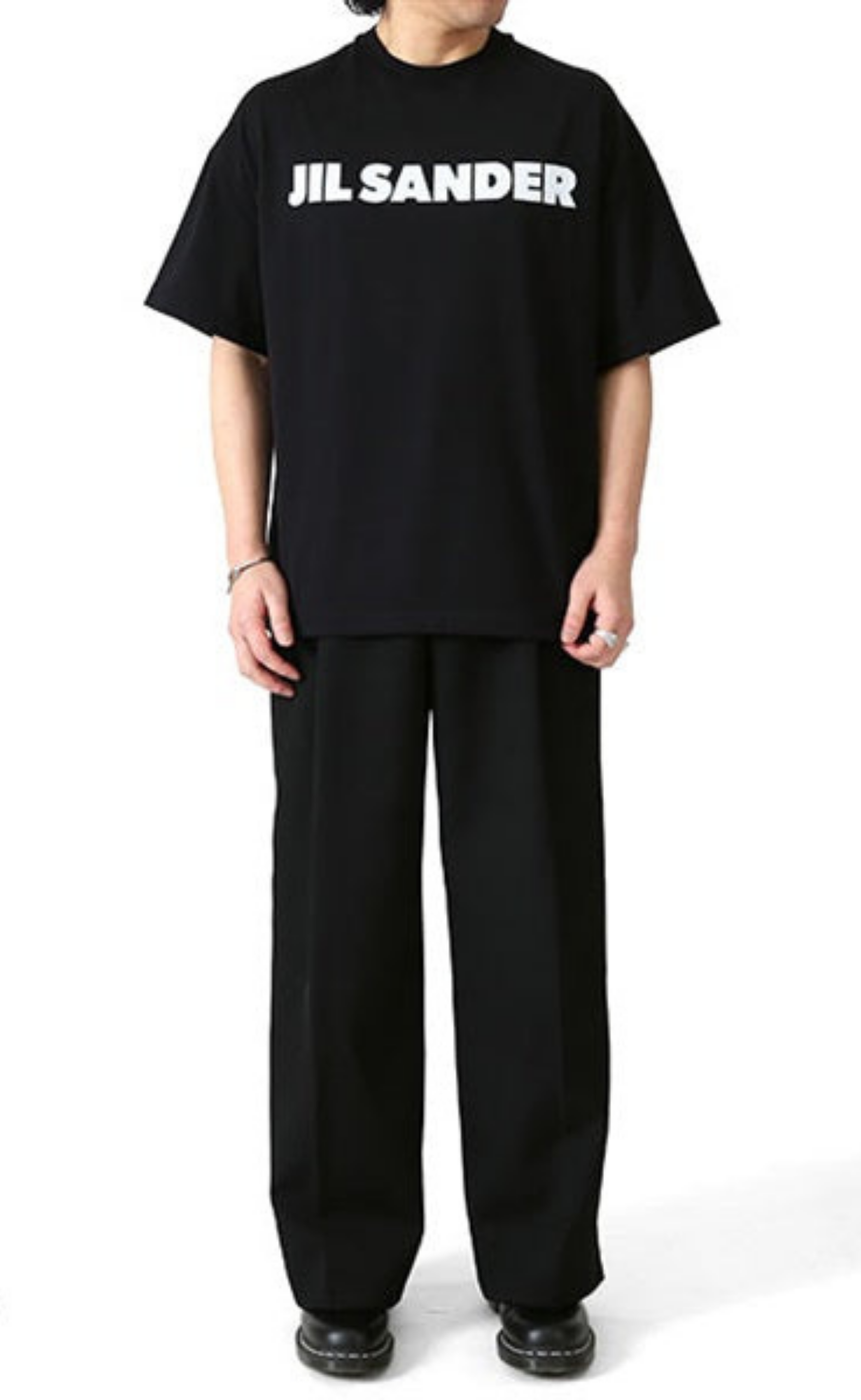LOGO PRINT BOXY BLACK T-SHIRT