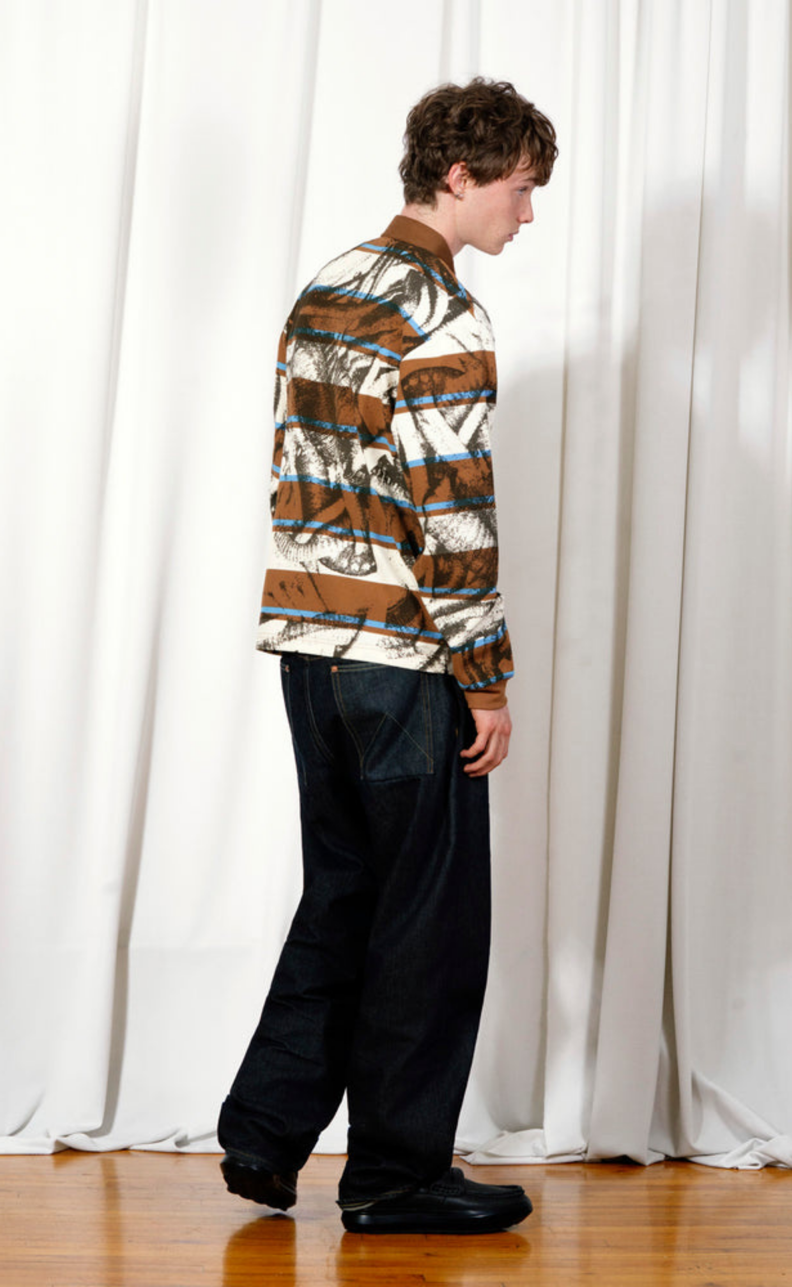 WORMS RUGBY POLO BROWN LONGSLEEVE