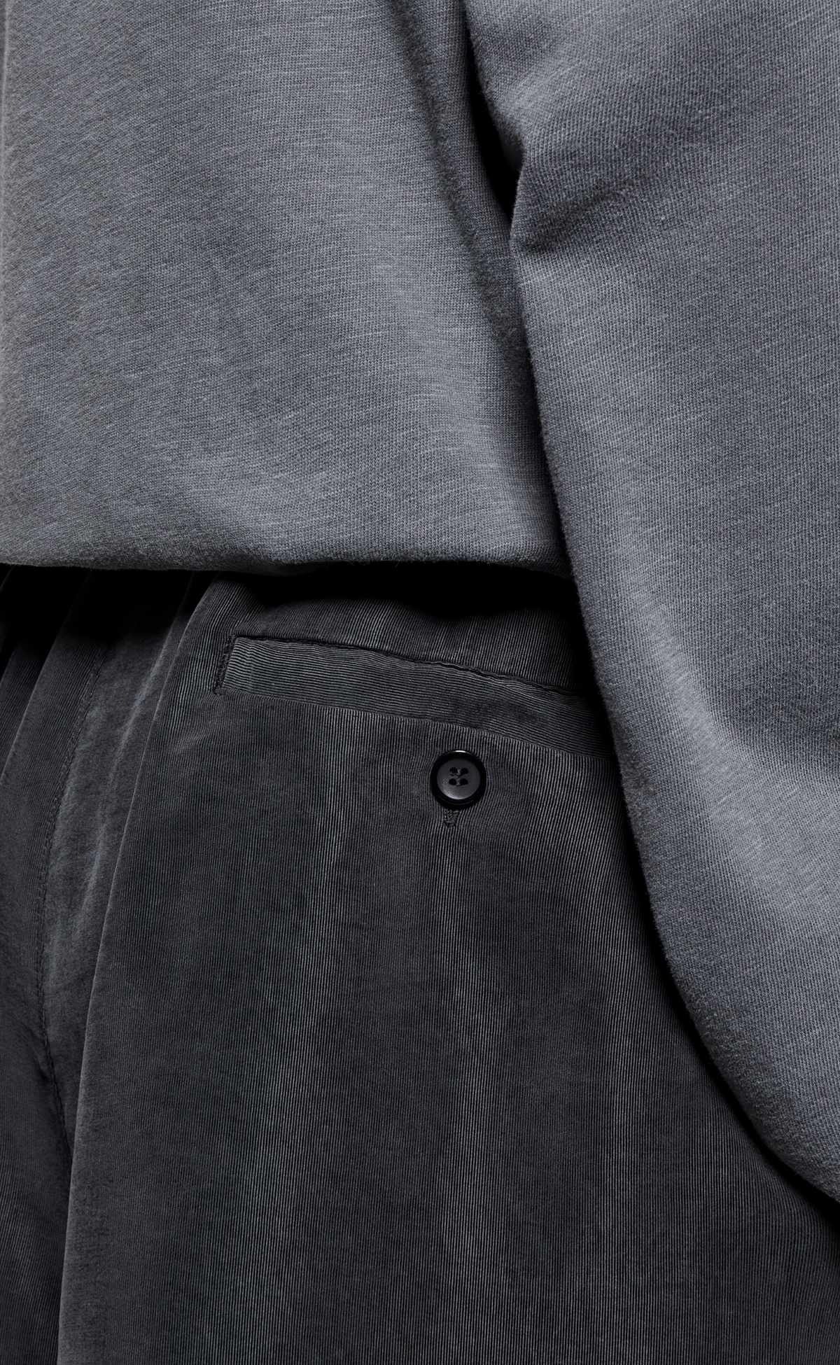 RIBBED CURPO WIDE LEG SUEDED BLACK SHORTS