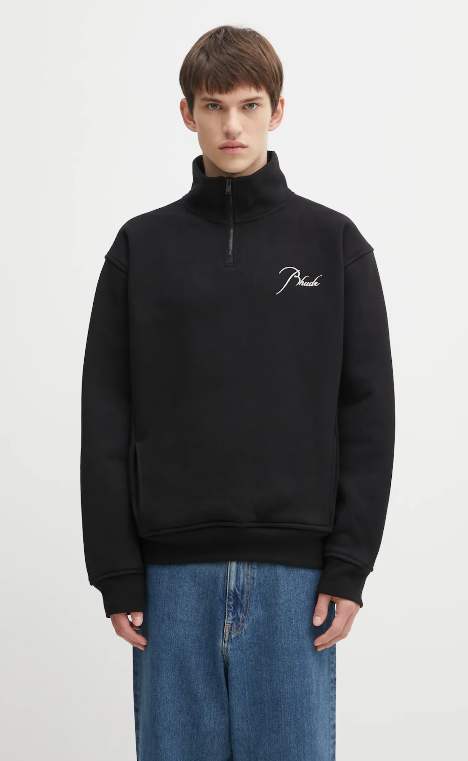 CLASSIQUE QUARTER ZIP BLACK HOODIE