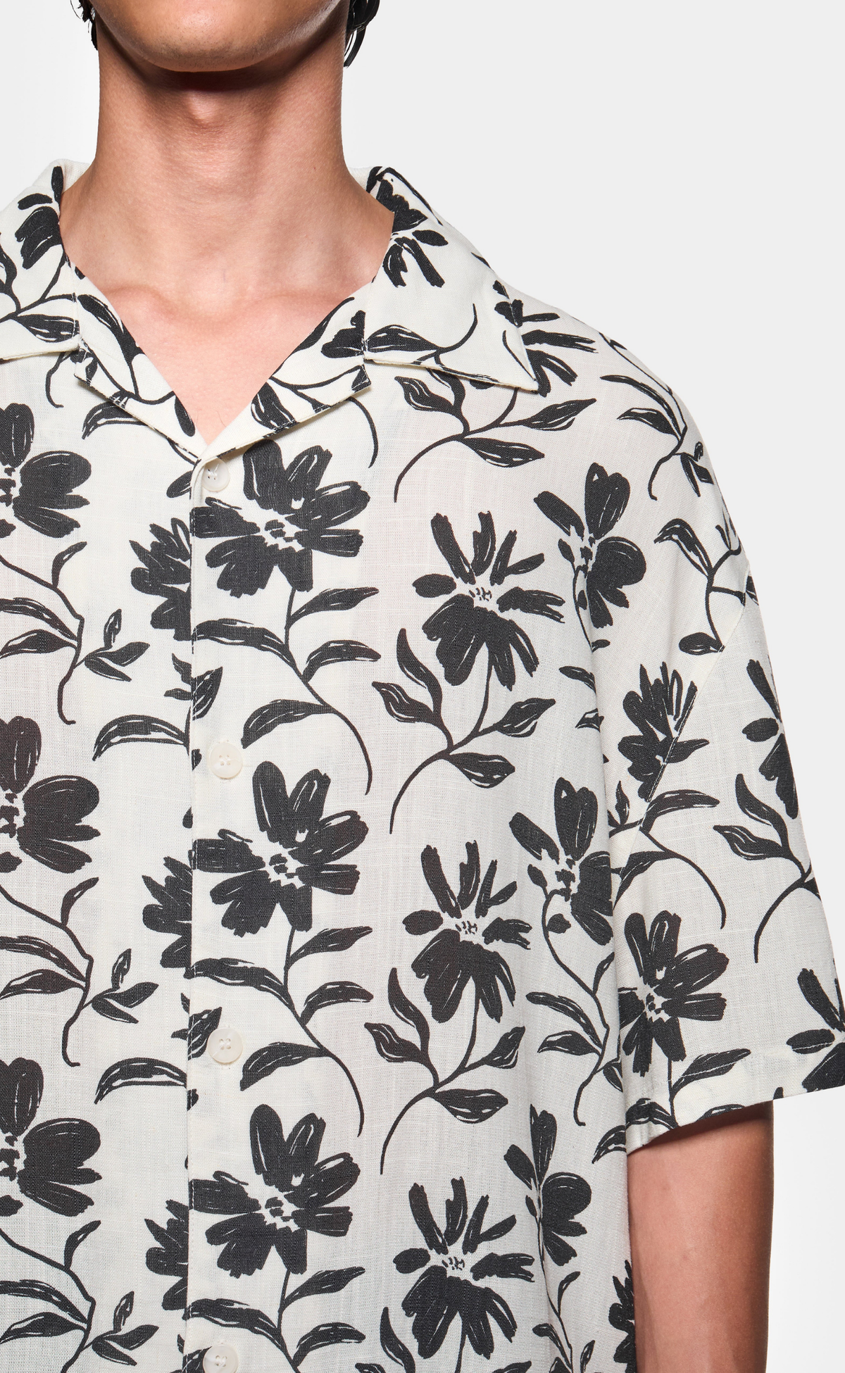 FLORAL LINEN VACATION RAW SHIRT