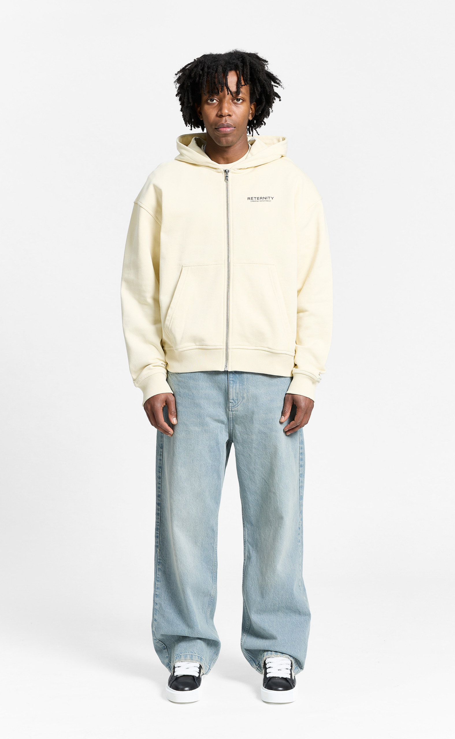 CREATIVE DEPT ZIP CREAM HOODIE