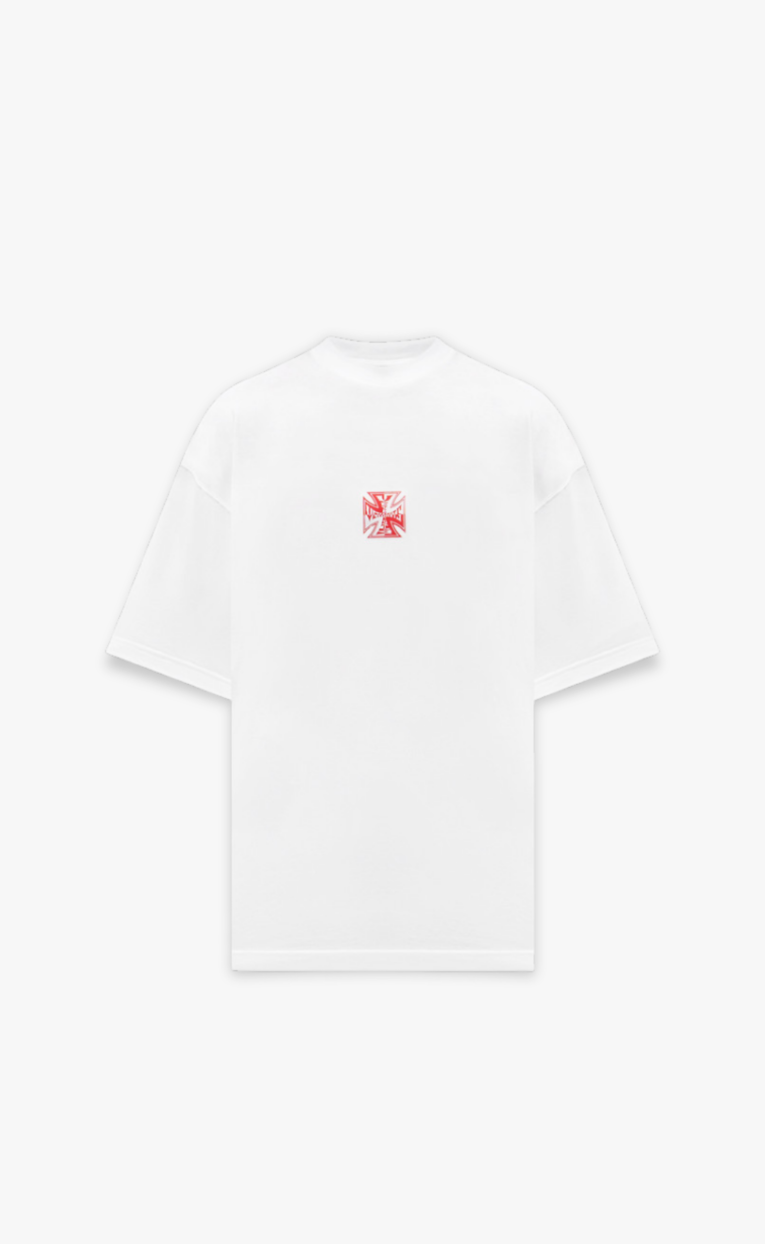 DOUBLE BIKER CROSS LOGO WHITE T-SHIRT