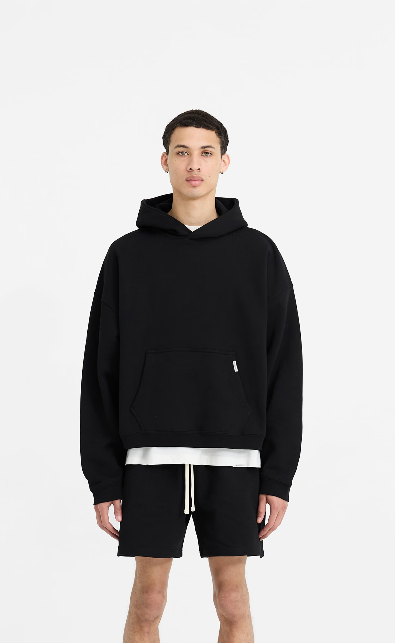 INITIAL BOXY OVERSIZED BLACK HOODIE