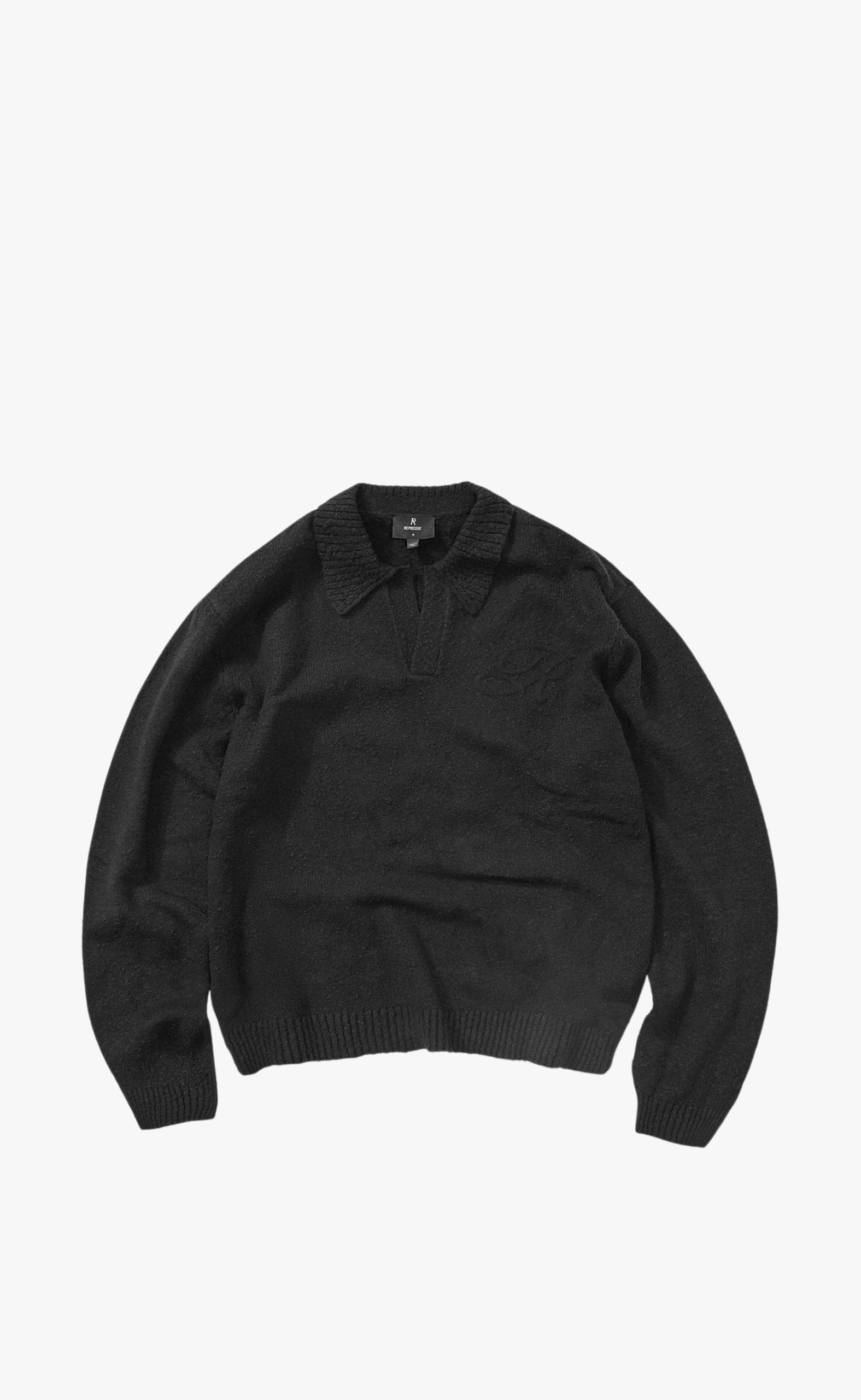 KNITTED POLO JET BLACK SWEATER