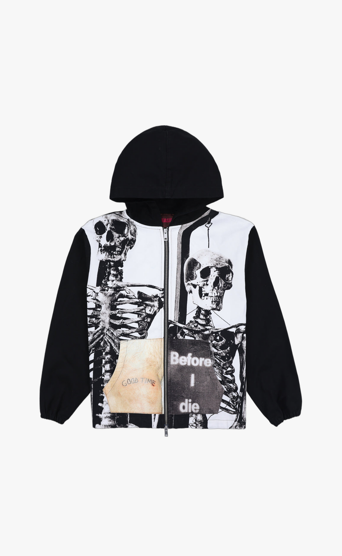 GOOD TIME PONCHO ZIP BLACK HOODIE