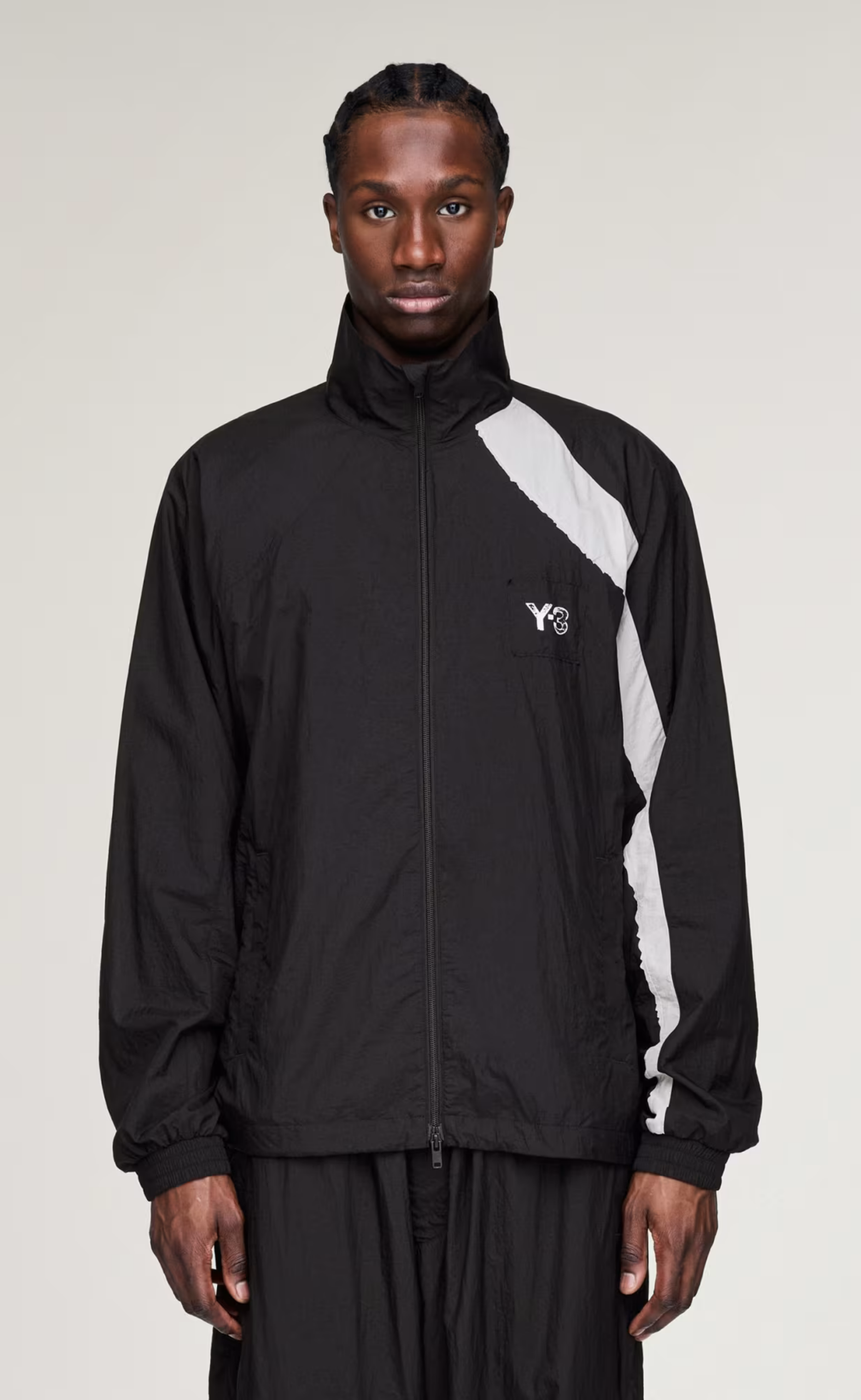 Y-3 RAW EDGE 3 STRIPES NYLON BLACK JACKET