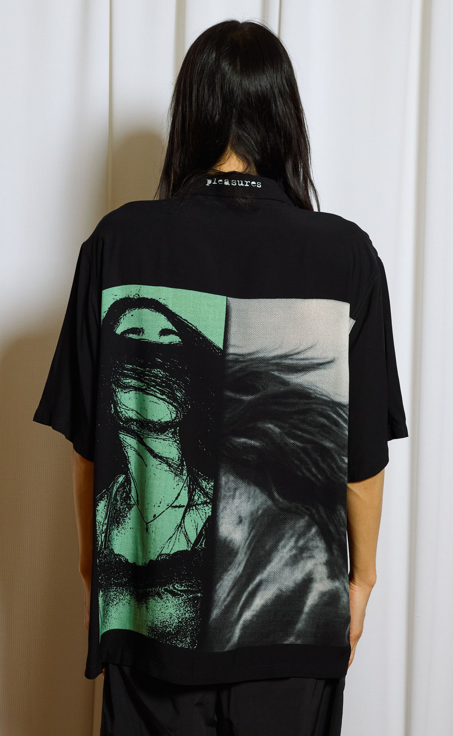 HORSE HAIR BUTTON UP BLACK SHIRT