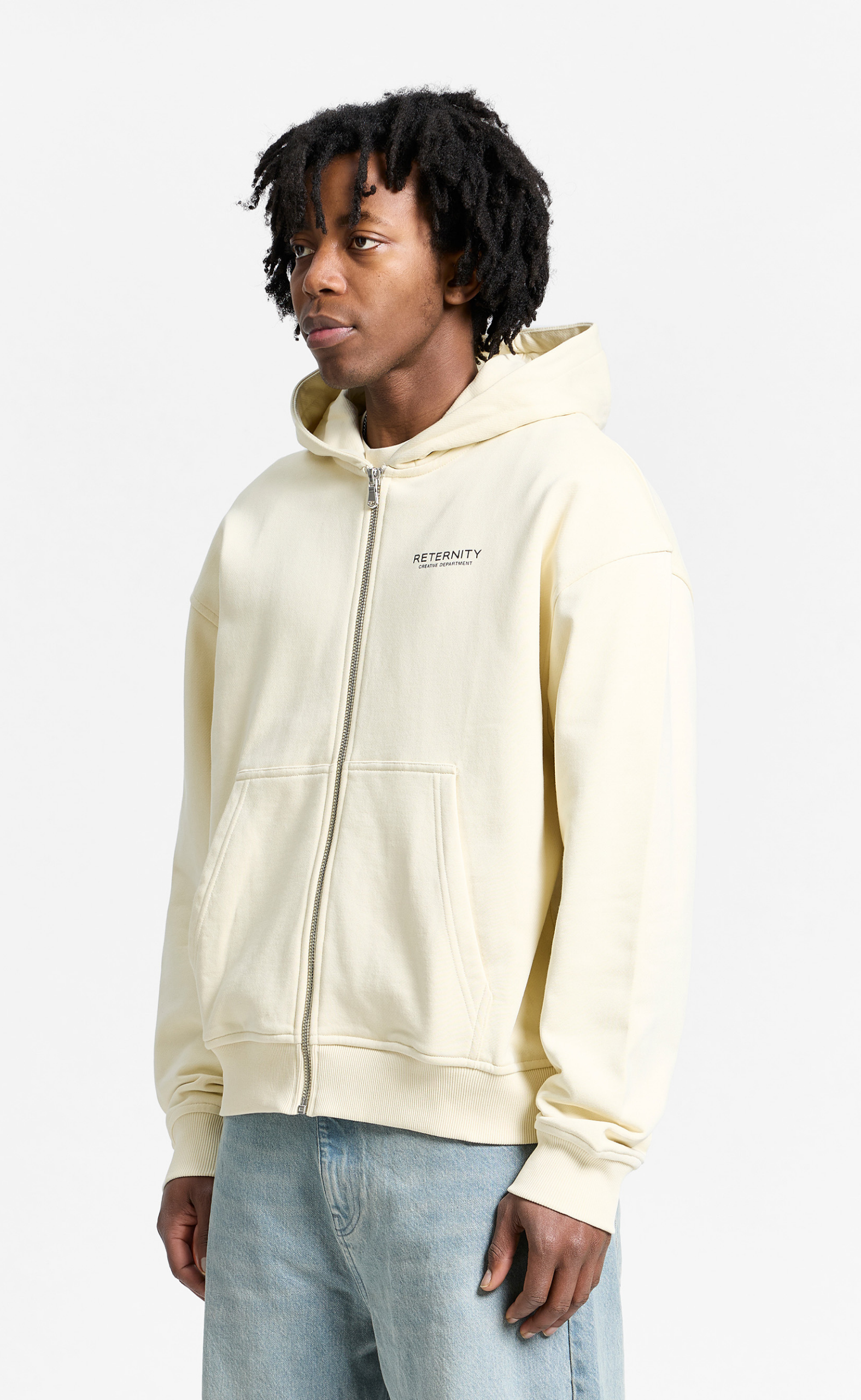 CREATIVE DEPT ZIP CREAM HOODIE