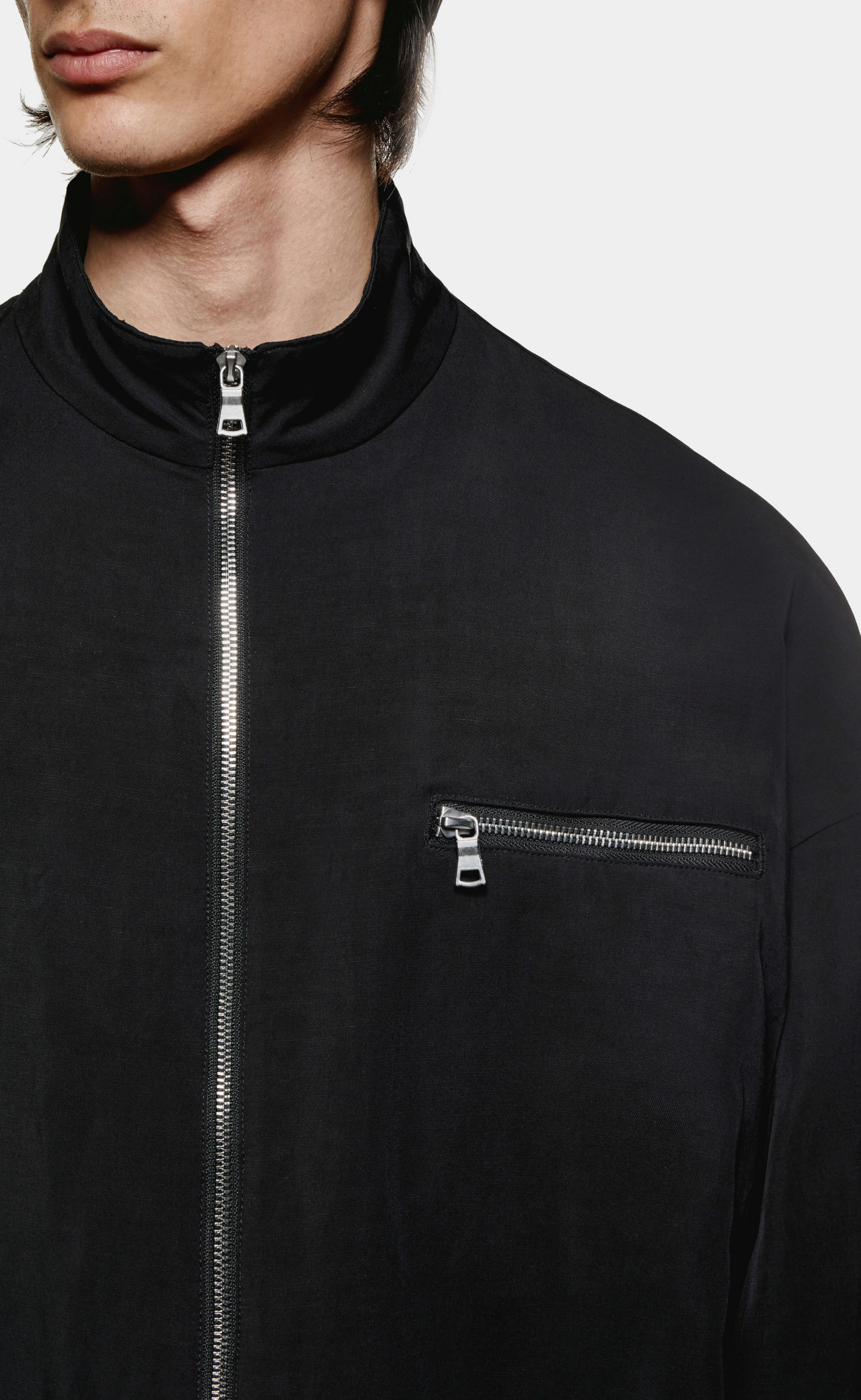 VISCOSE LINEN TRACK BLACK JACKET