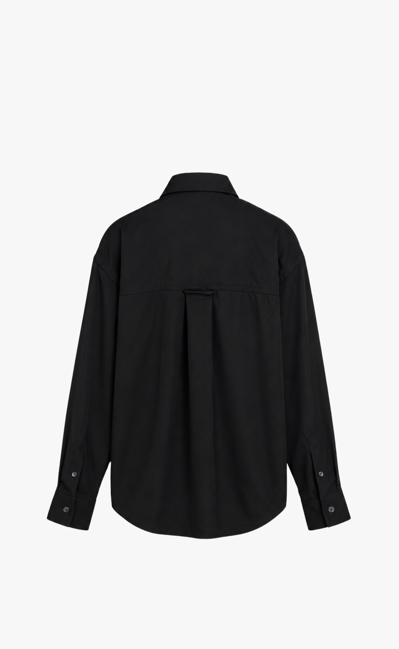 WIDE WITH SHARP COLLAR EMBOSSED AMI DE COEUR BLACK SHIRT