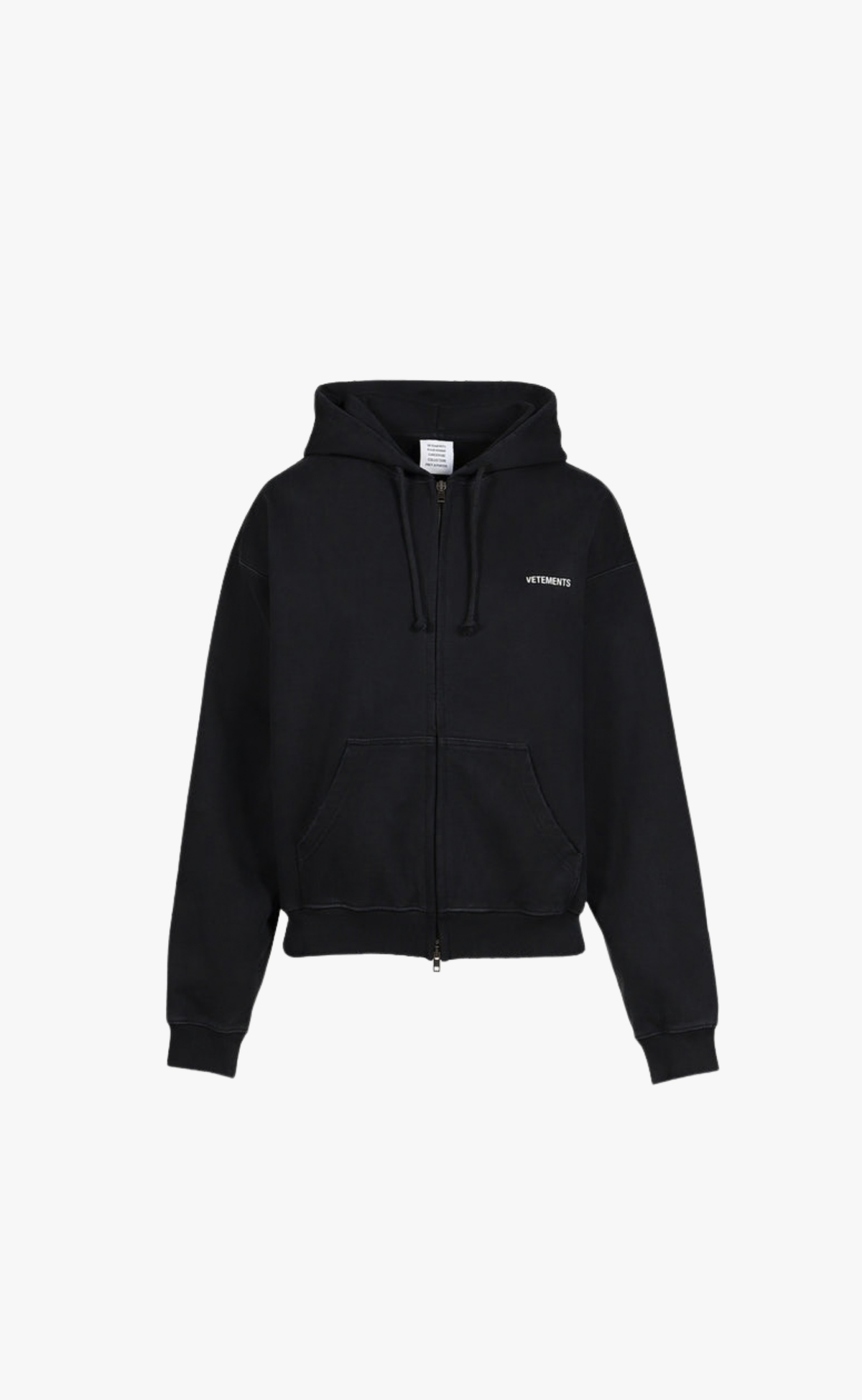 CLASSIC LOGO FITTED ZIP WASHED BLACK HOODIE
