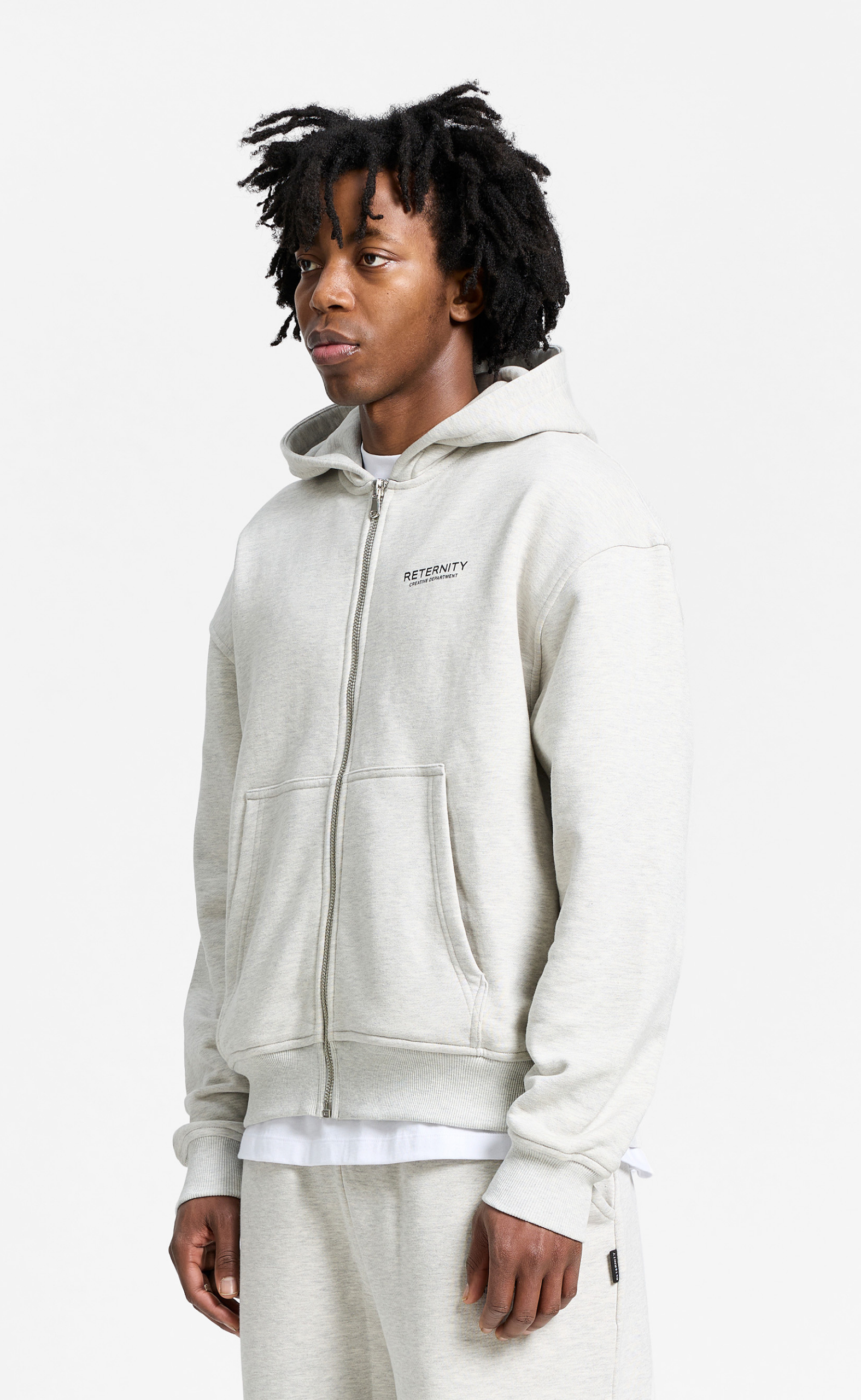 CREATIVE DEPT ZIP MELANGE GREY HOODIE