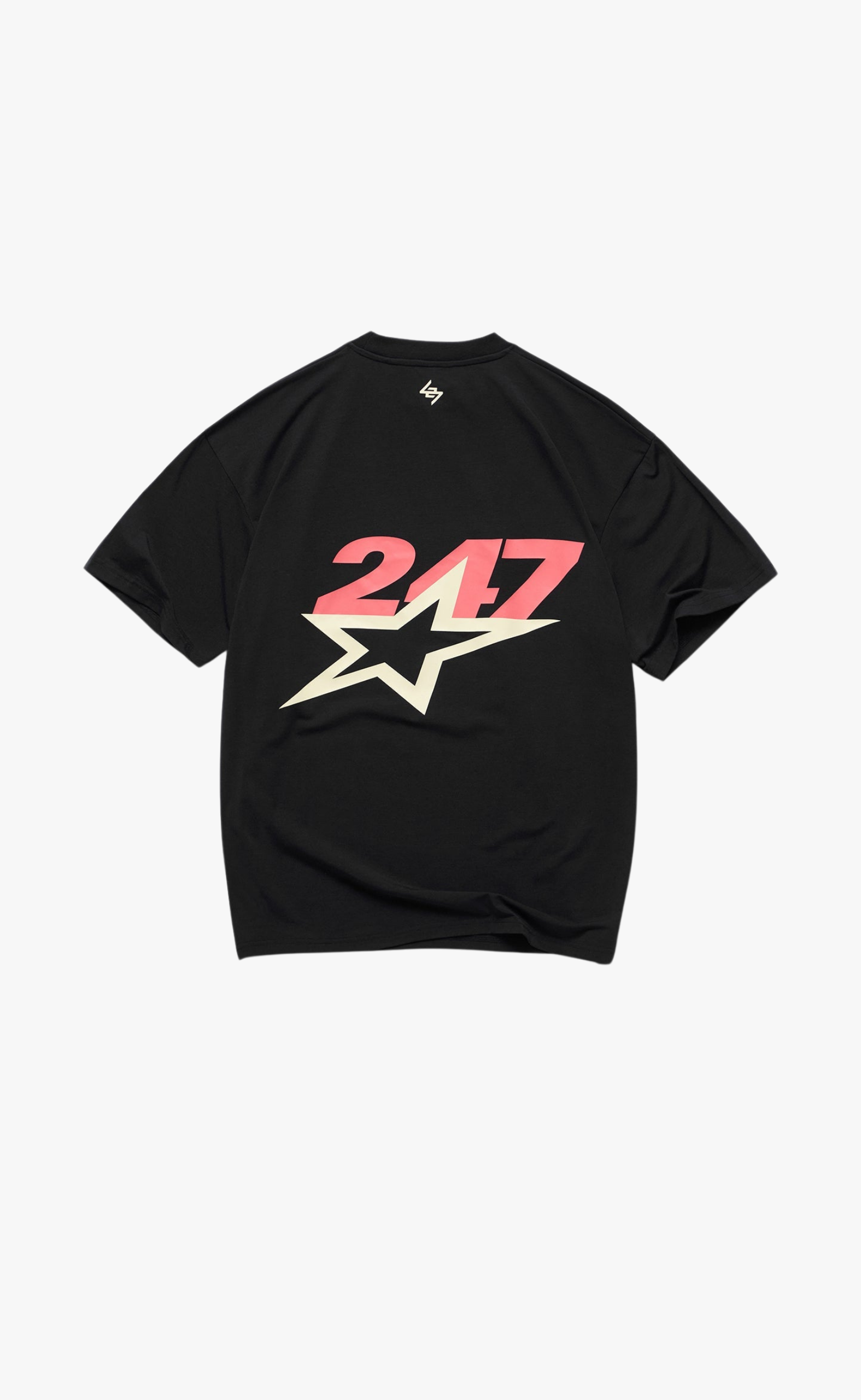 TEAM 247 STAR PRINT OVERSIZED JET BLACK T-SHIRT