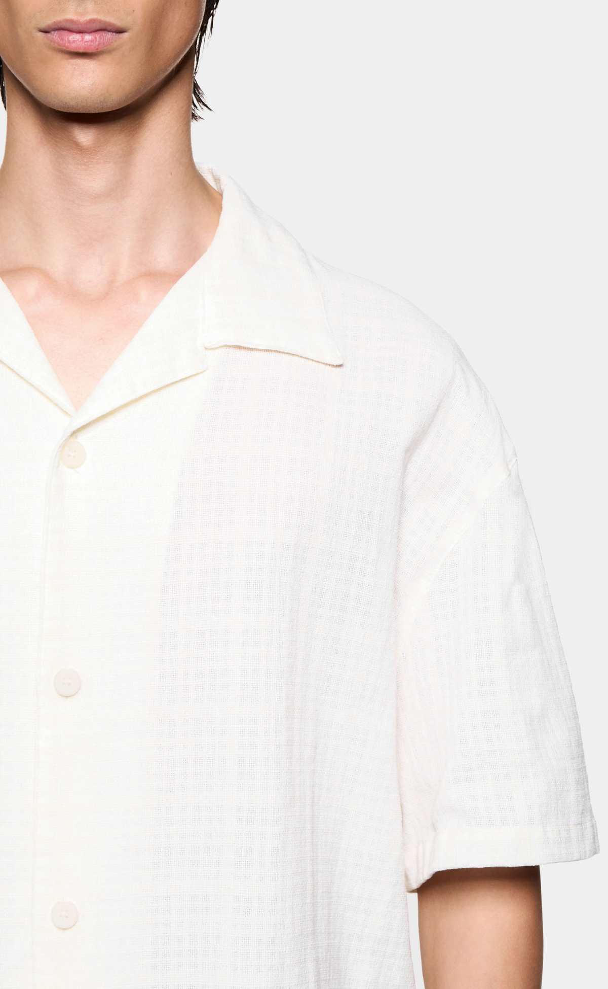 LOOSE WEAVE CHECK VACATION BONE SHIRT