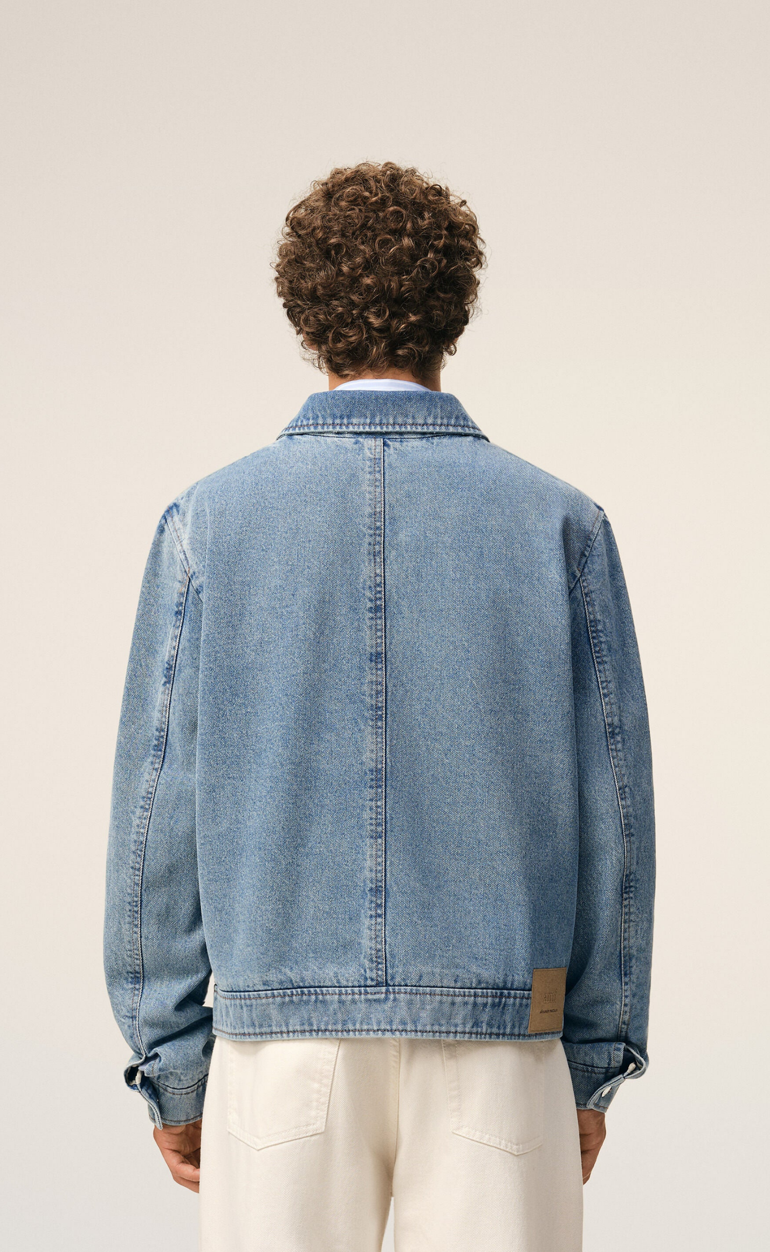 CONTRASTED AMI DE COEUR ZIPPED DENIM JACKET