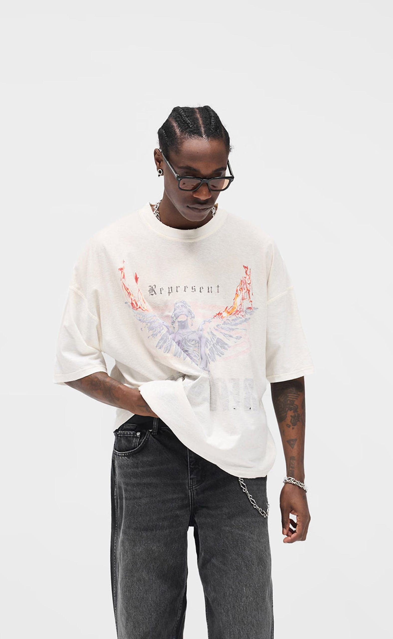 REPRESENT LIVING LEGACY WASHED ECRU T-SHIRT