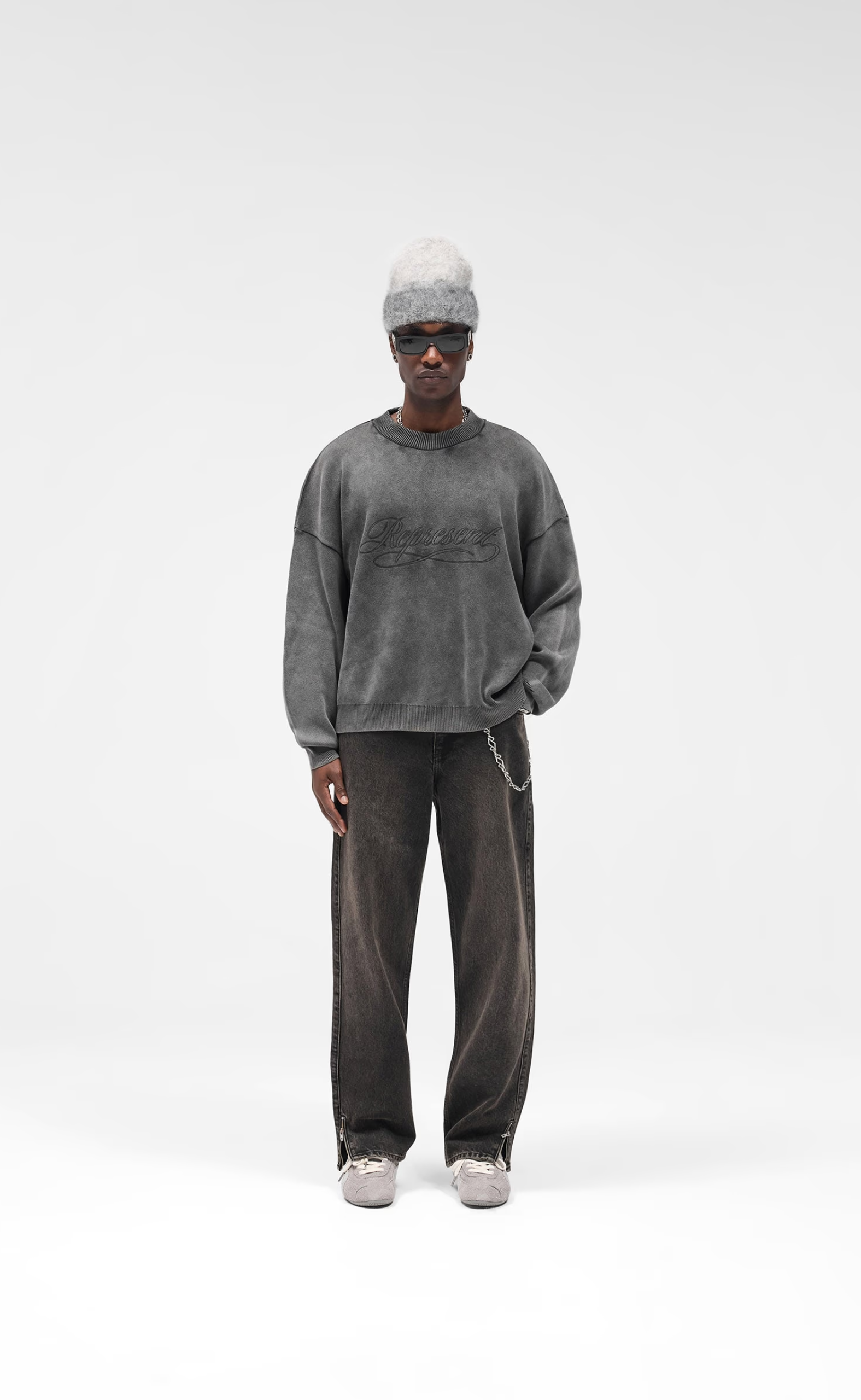 R2S SPLIT DENIM SOOT JEANS