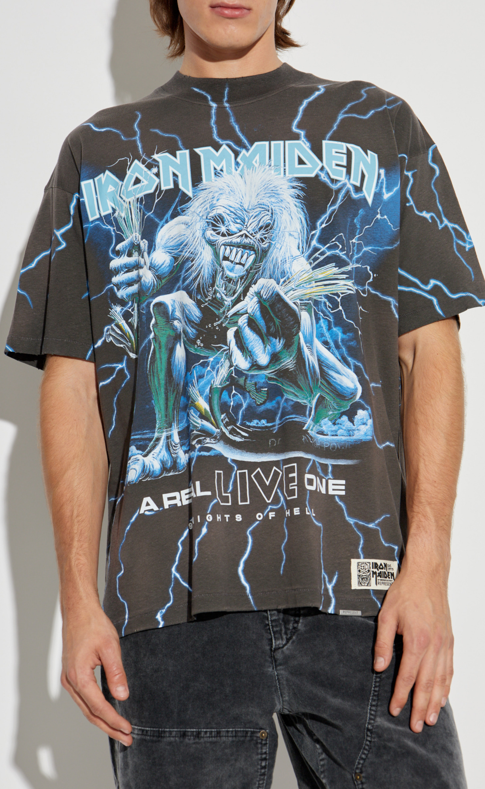 IRON MAIDEN A REAL LIVE ONE STAINED BROWN T-SHIRT