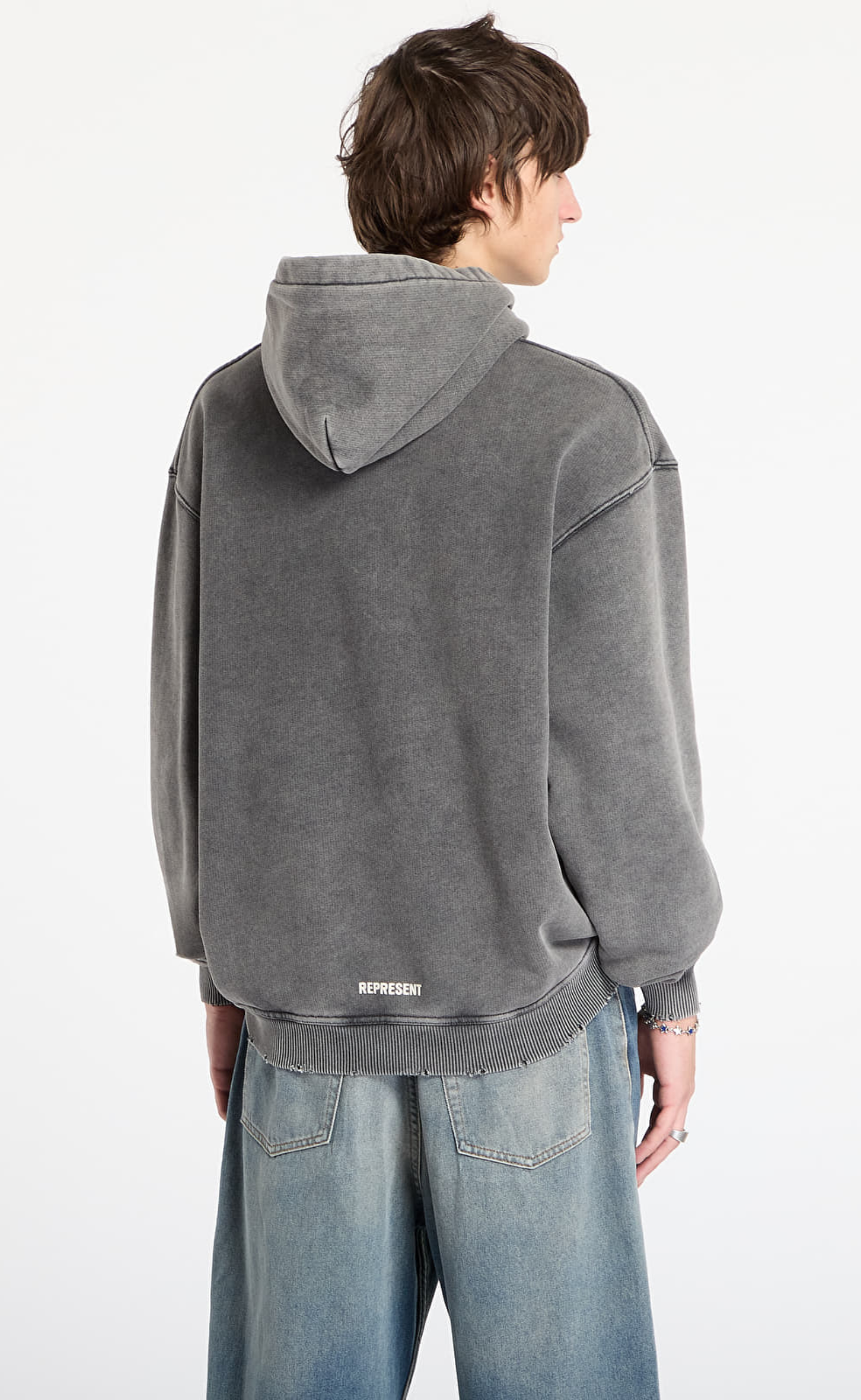REPRESENT INITIAL STAR VINTAGE GREY HOODIE