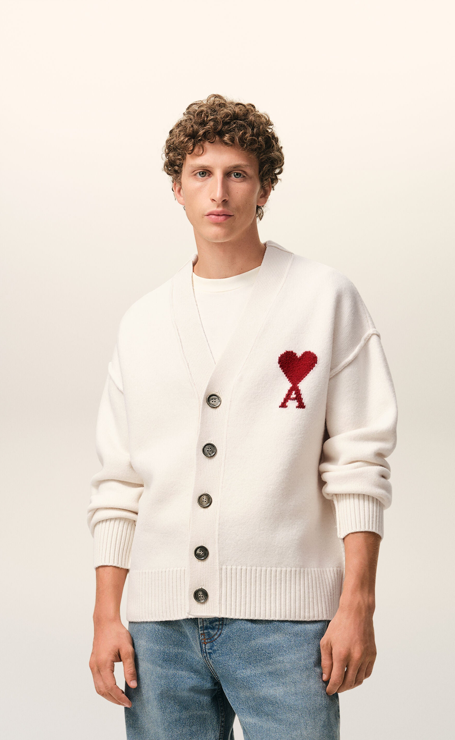 AMI DE COEUR WOOL CREAM CARDIGAN