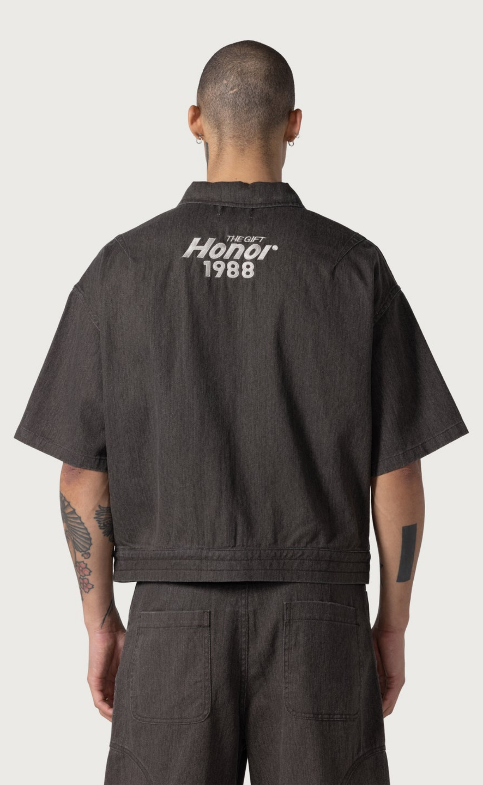 TWILL FULL ZIP BLACK SHIRT