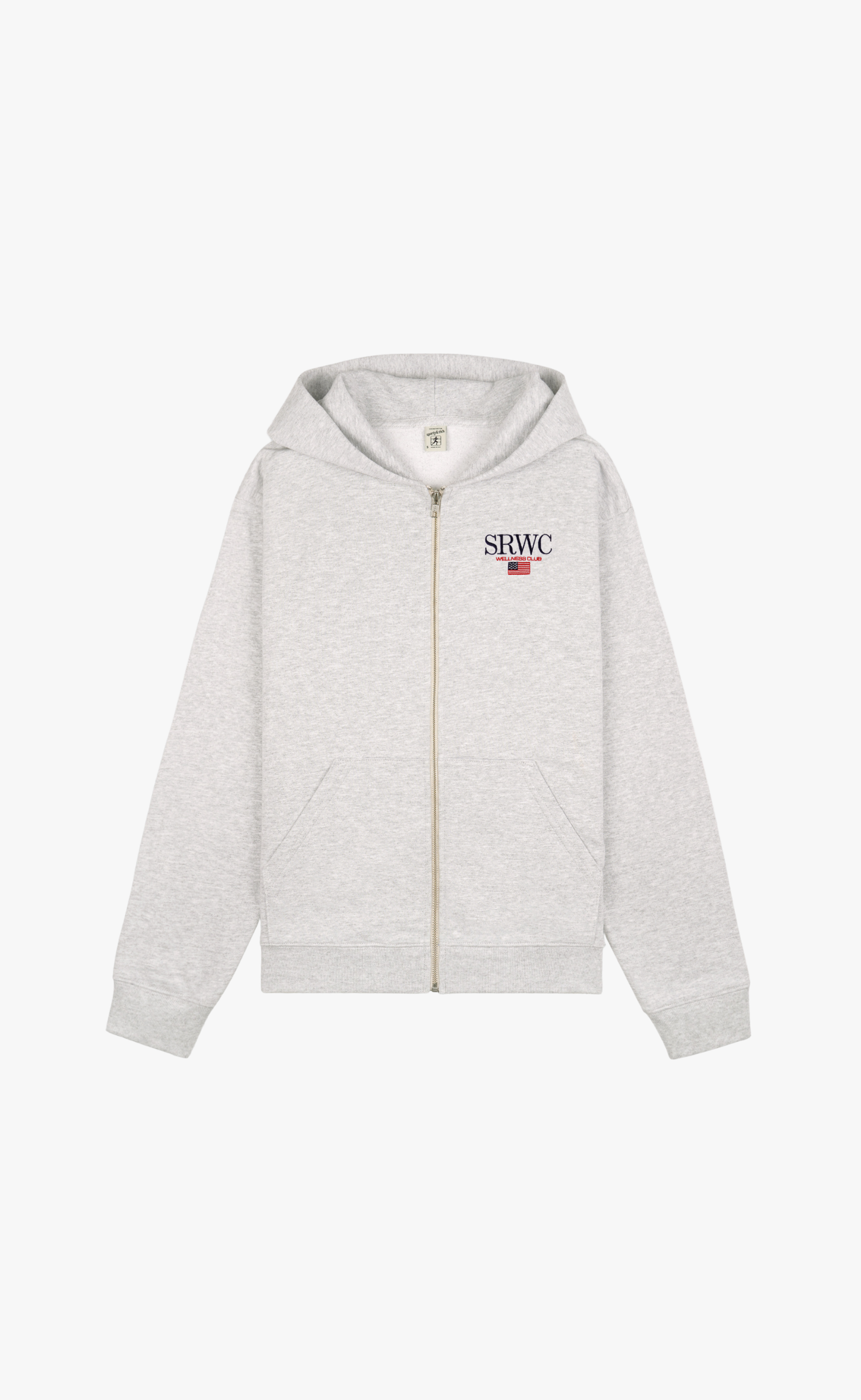 NAUTICAL EMBROIDERED ZIP HEATHER GRAY HOODIE