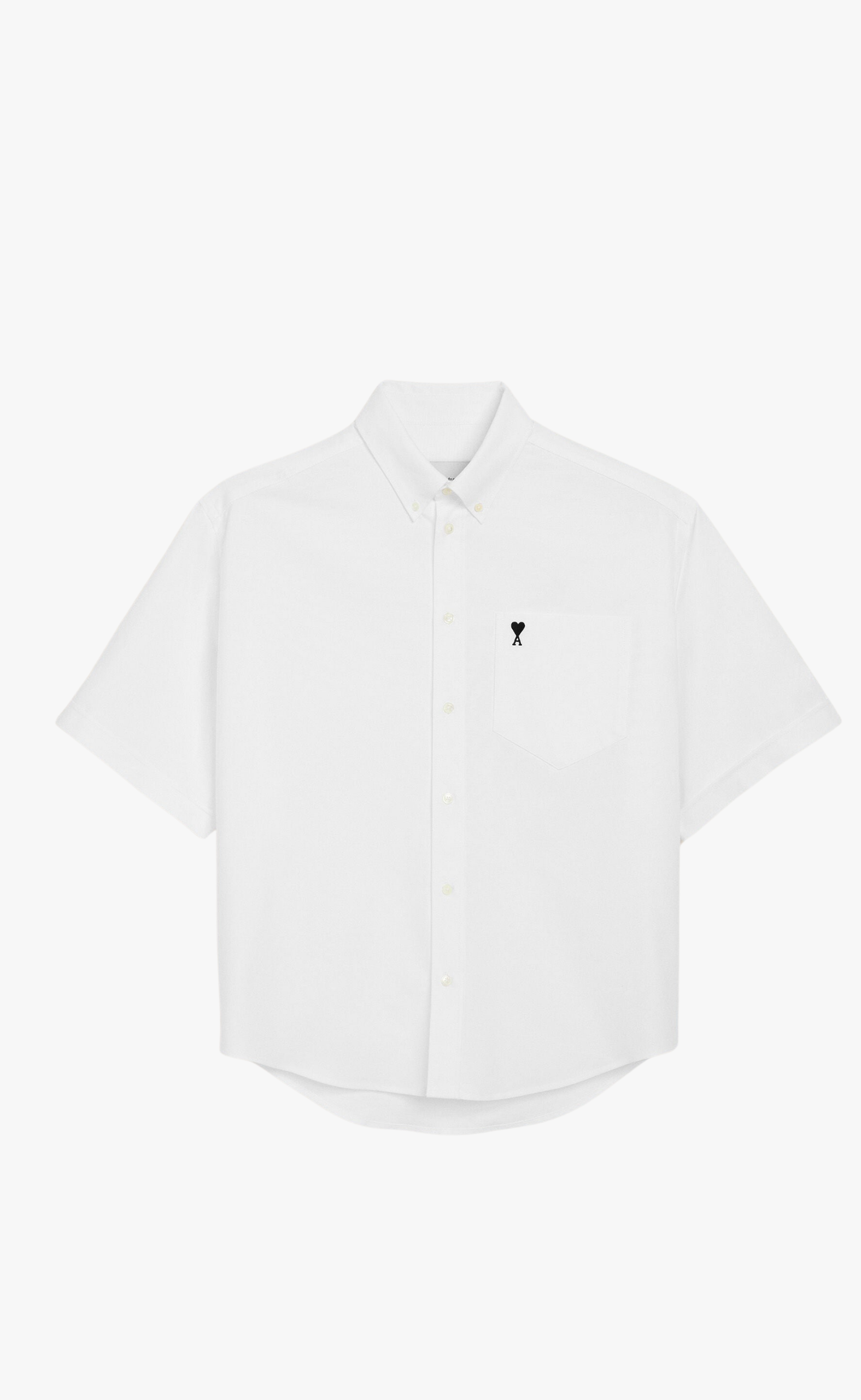 BOXY EMBROIDERED AMI DE COEUR SHORT SLEEVE WHITE SHIRT
