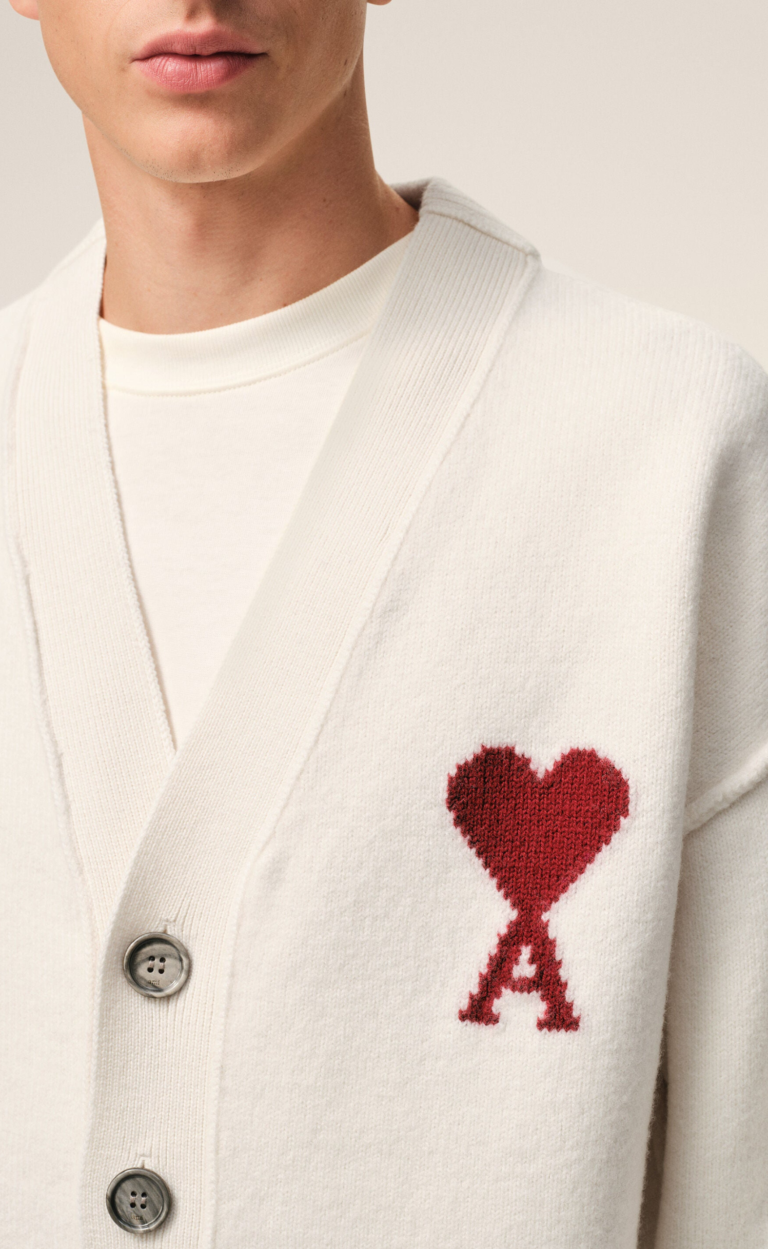 AMI DE COEUR WOOL CREAM CARDIGAN