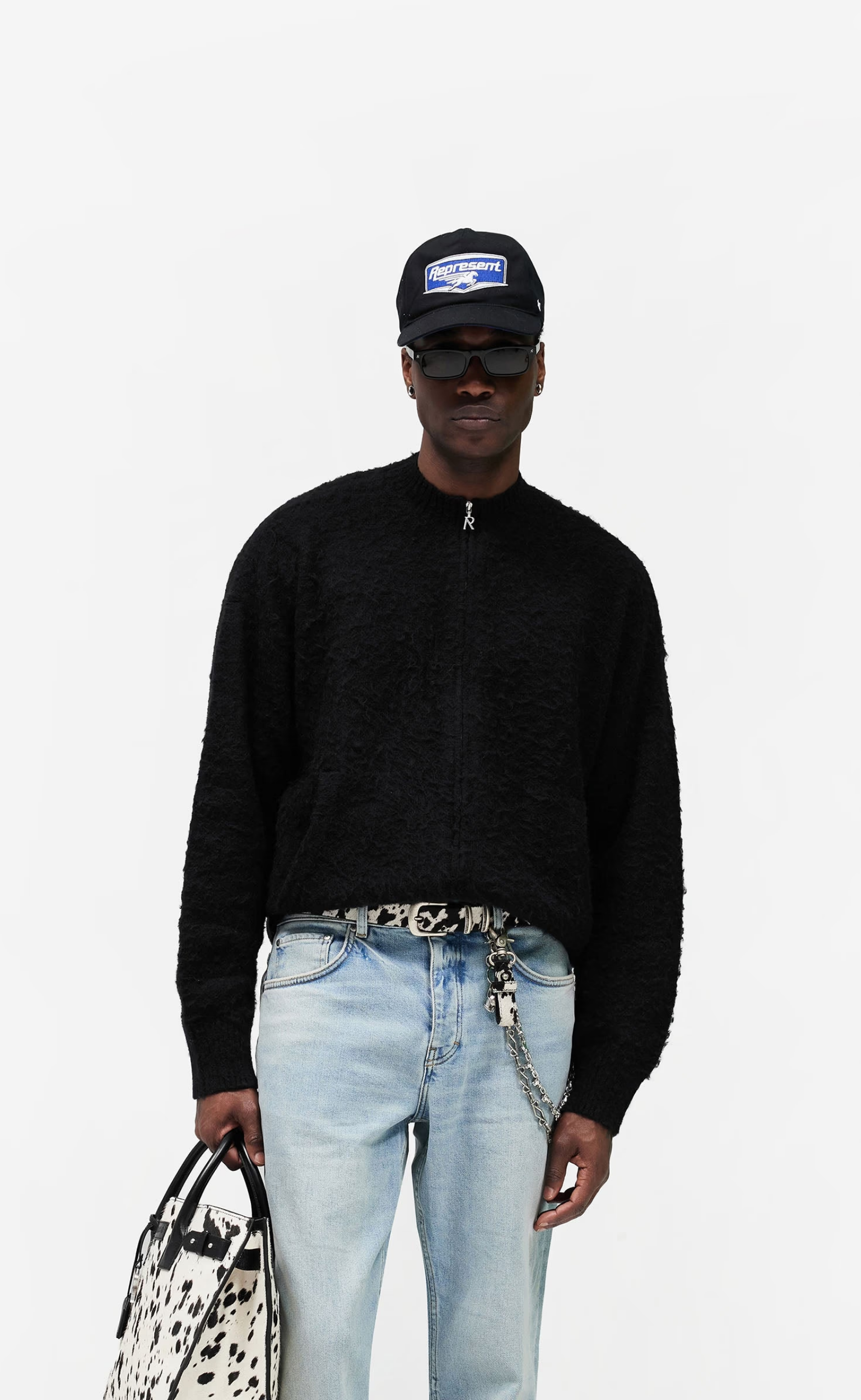 KNITTED BOMBER JET BLACK JACKET