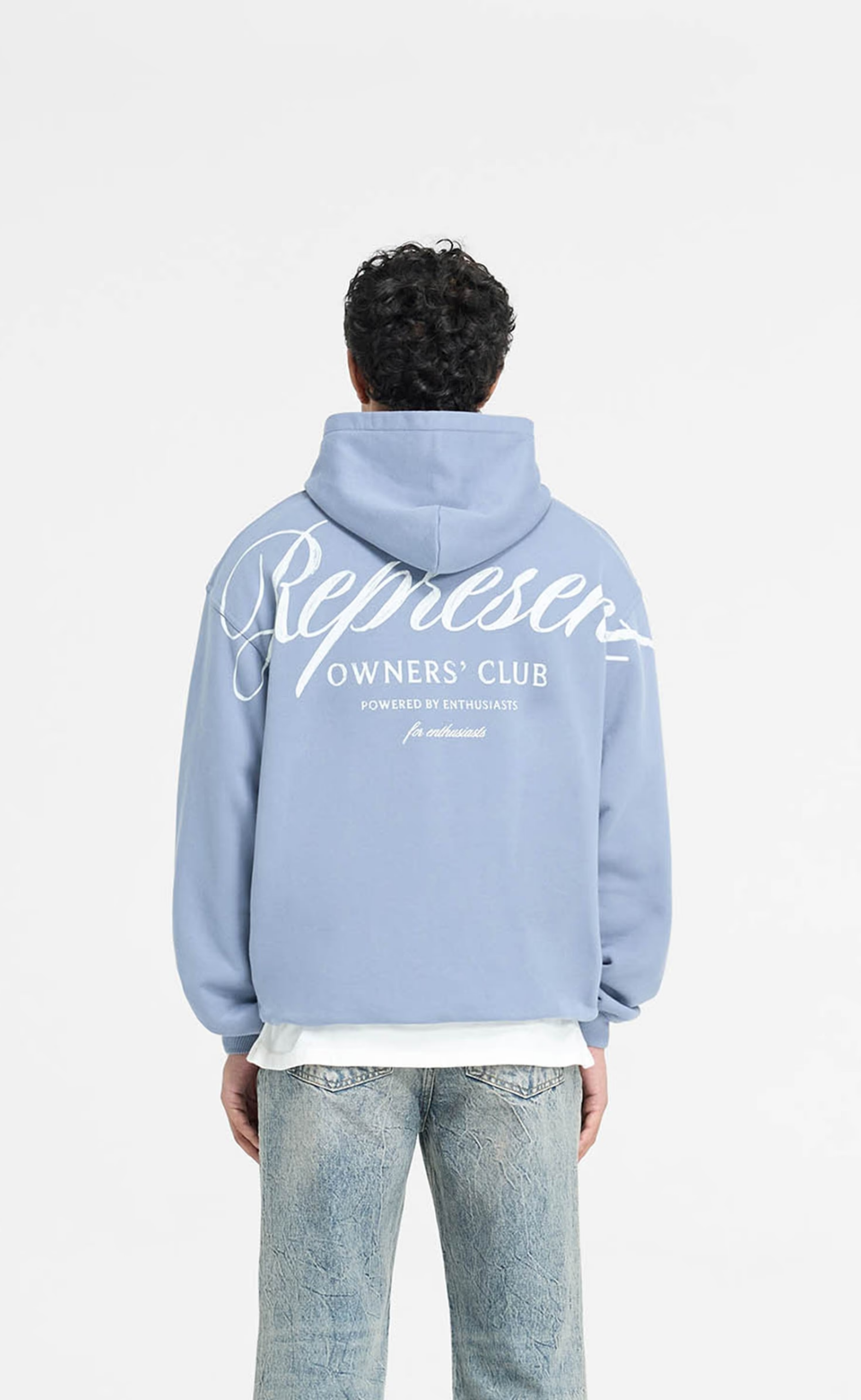 REPRESENT OWNERS CLUB SCRIPT DUSTY BLUE HOODIE